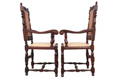 Jacobean Cane Back Armchairs, a Pair