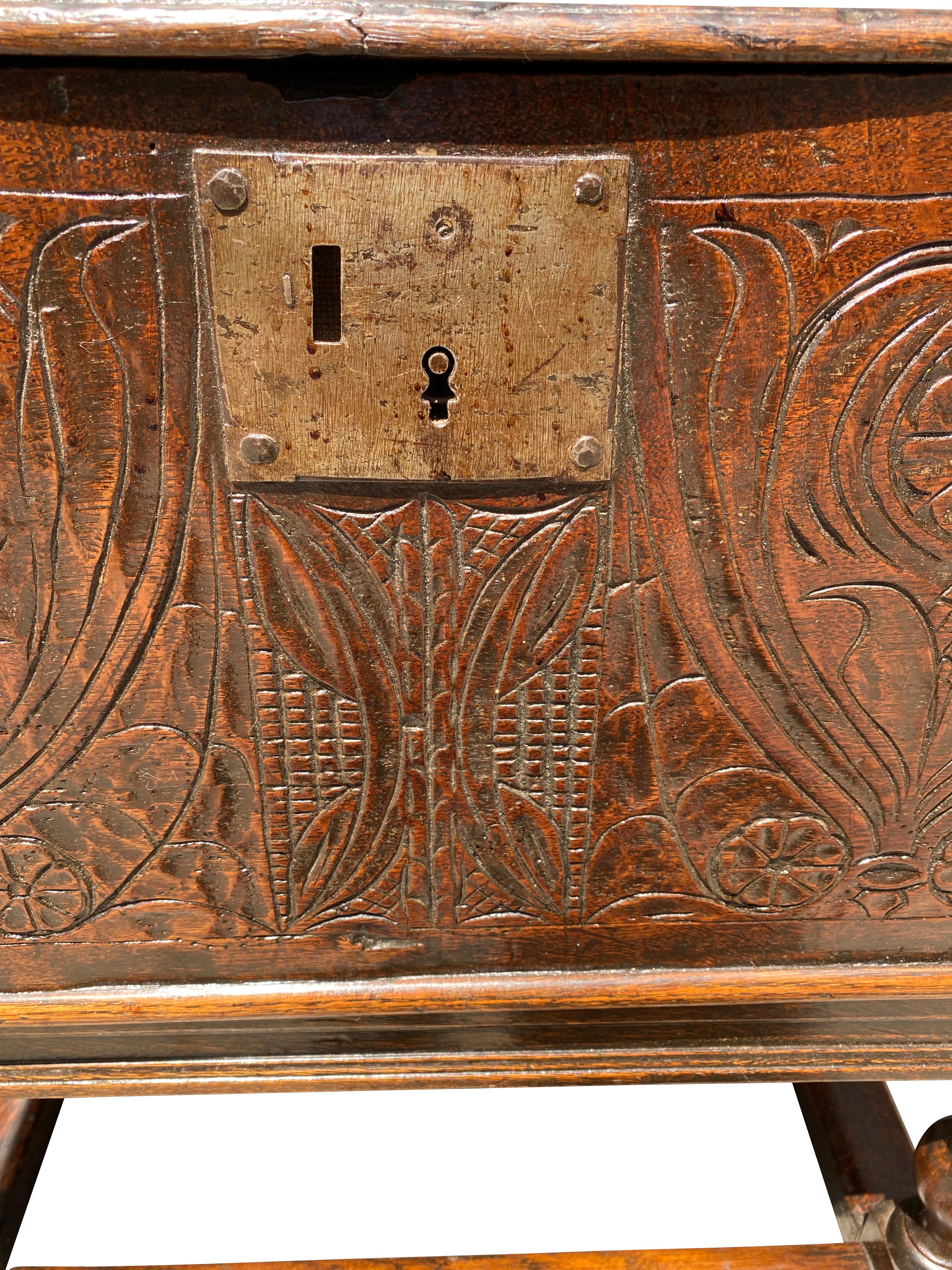 Jacobean Carved Oak Box on Stand 5