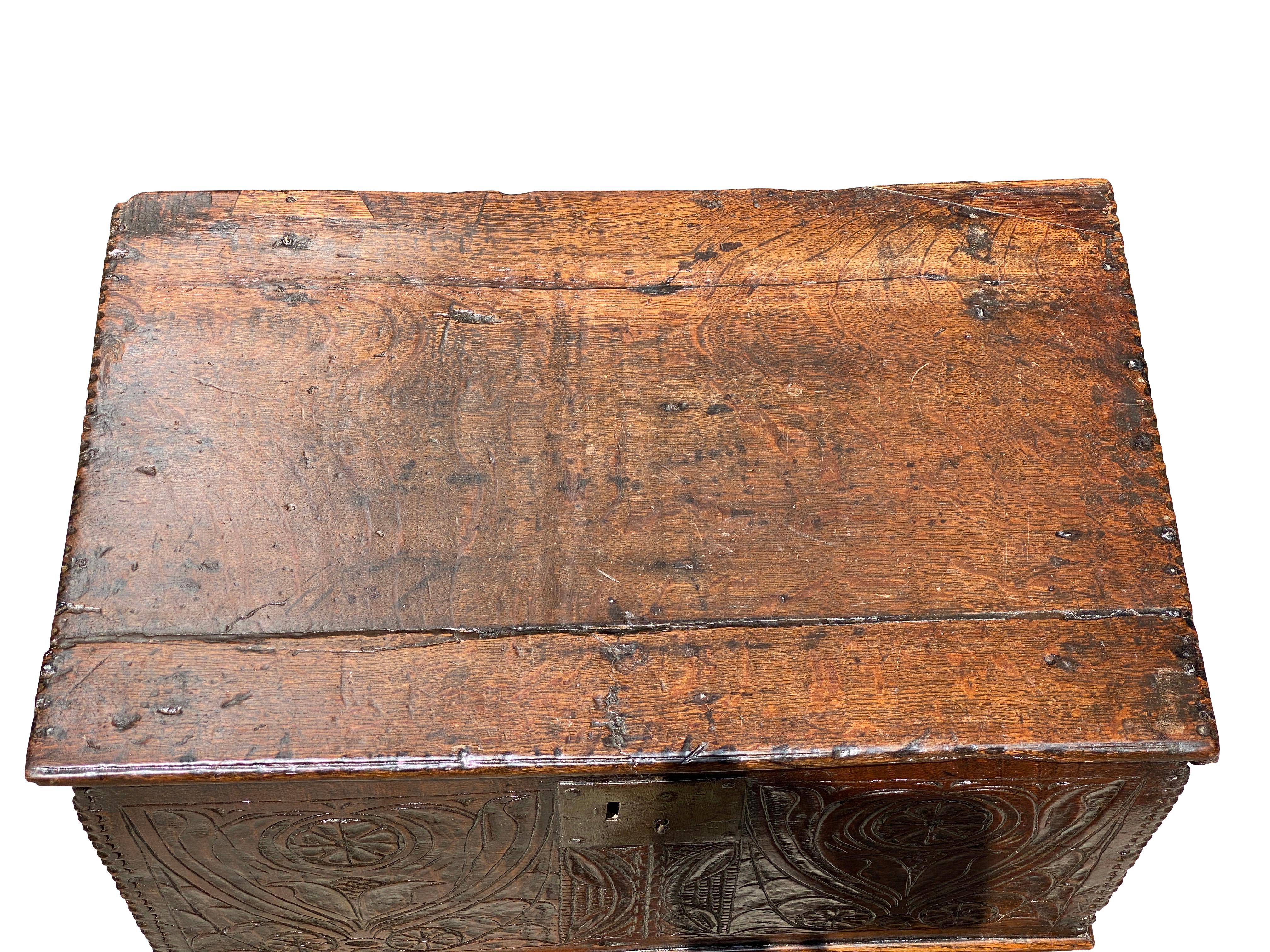 Jacobean Carved Oak Box on Stand 2