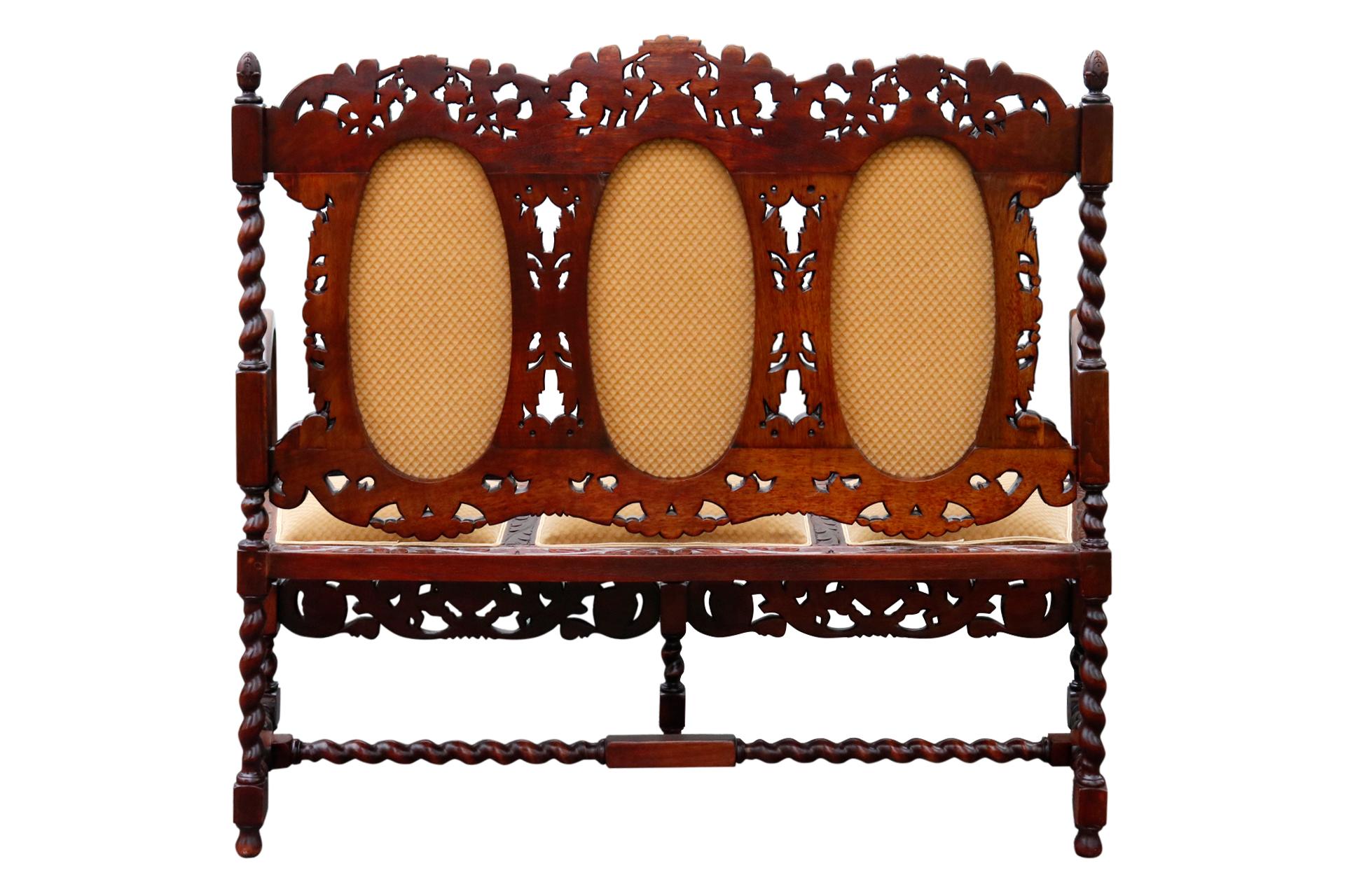 Unknown Jacobean Carved Oak Settee For Sale