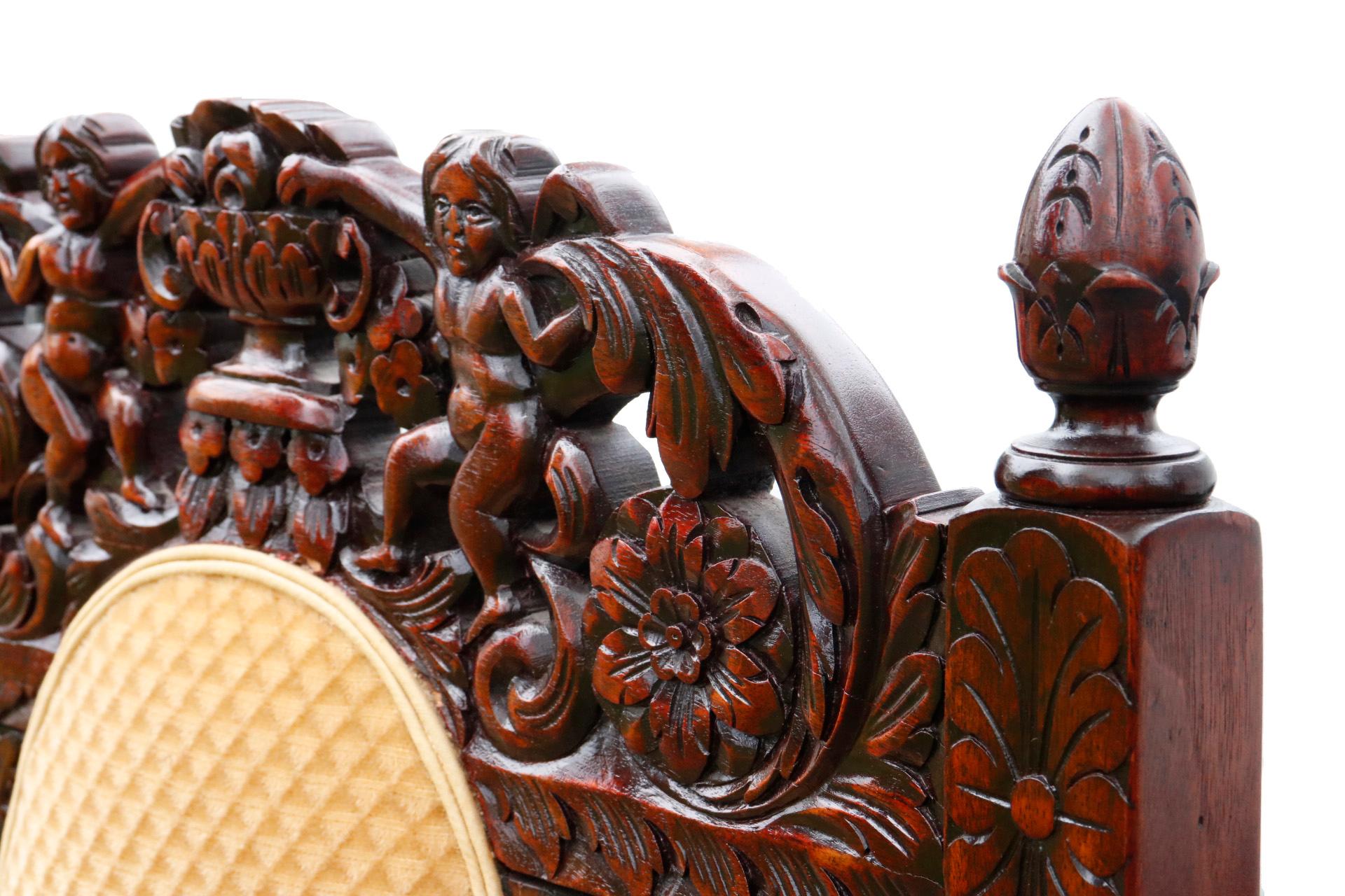 20th Century Jacobean Carved Oak Settee For Sale