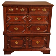 Antique Jacobean Chest Of Drawers In Oak And Walnut 17th Century