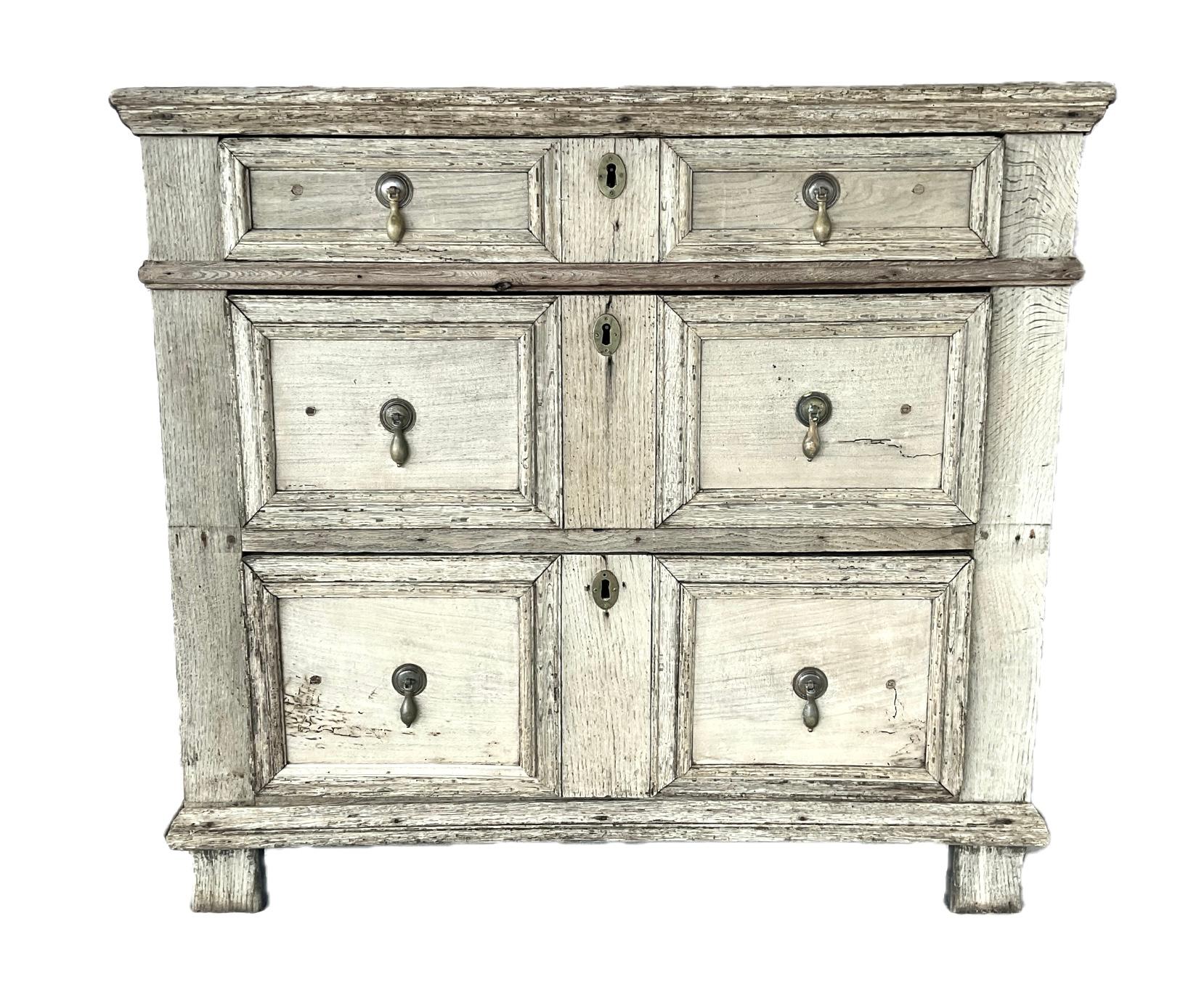Jacobean Chest of Drawers with Bleached Finish For Sale 4