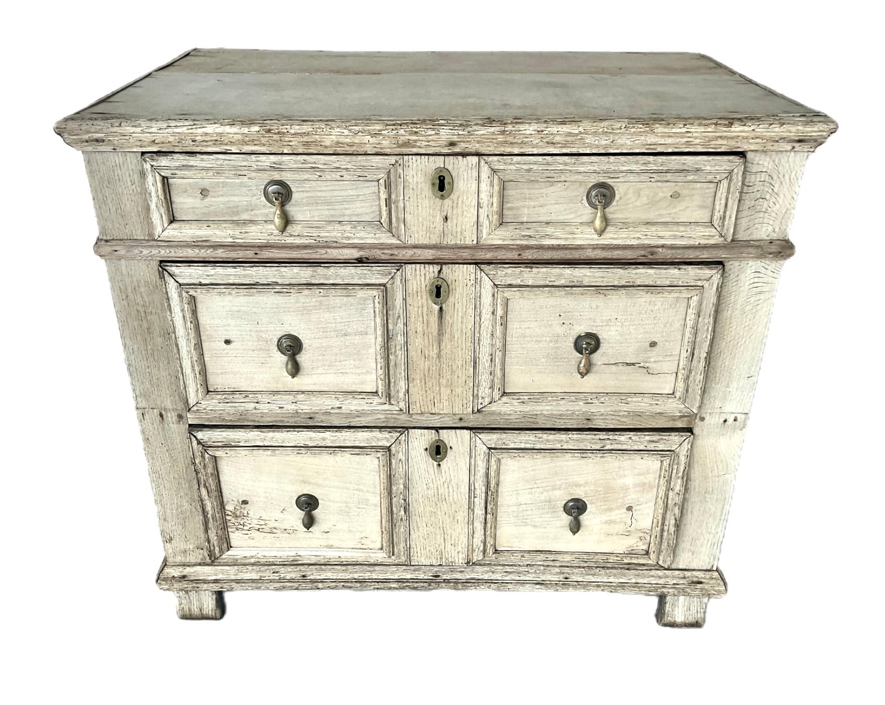 Jacobean Chest of Drawers with Bleached Finish For Sale 3