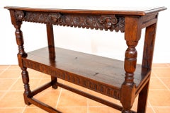 Jacobean Country Carved Oak Tiered Court Cupboard Server Buffet Display Stand