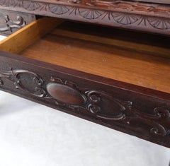 Jacobean Finely Carved Massive Solid Mahogany Partners Desk