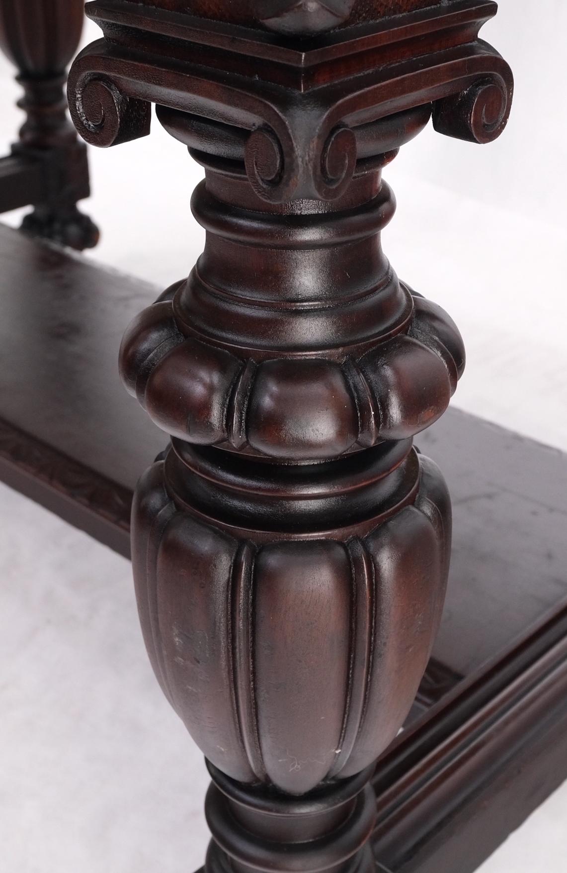 Jacobean Finely Carved Massive Solid Mahogany Partners Desk  In Good Condition For Sale In Rockaway, NJ