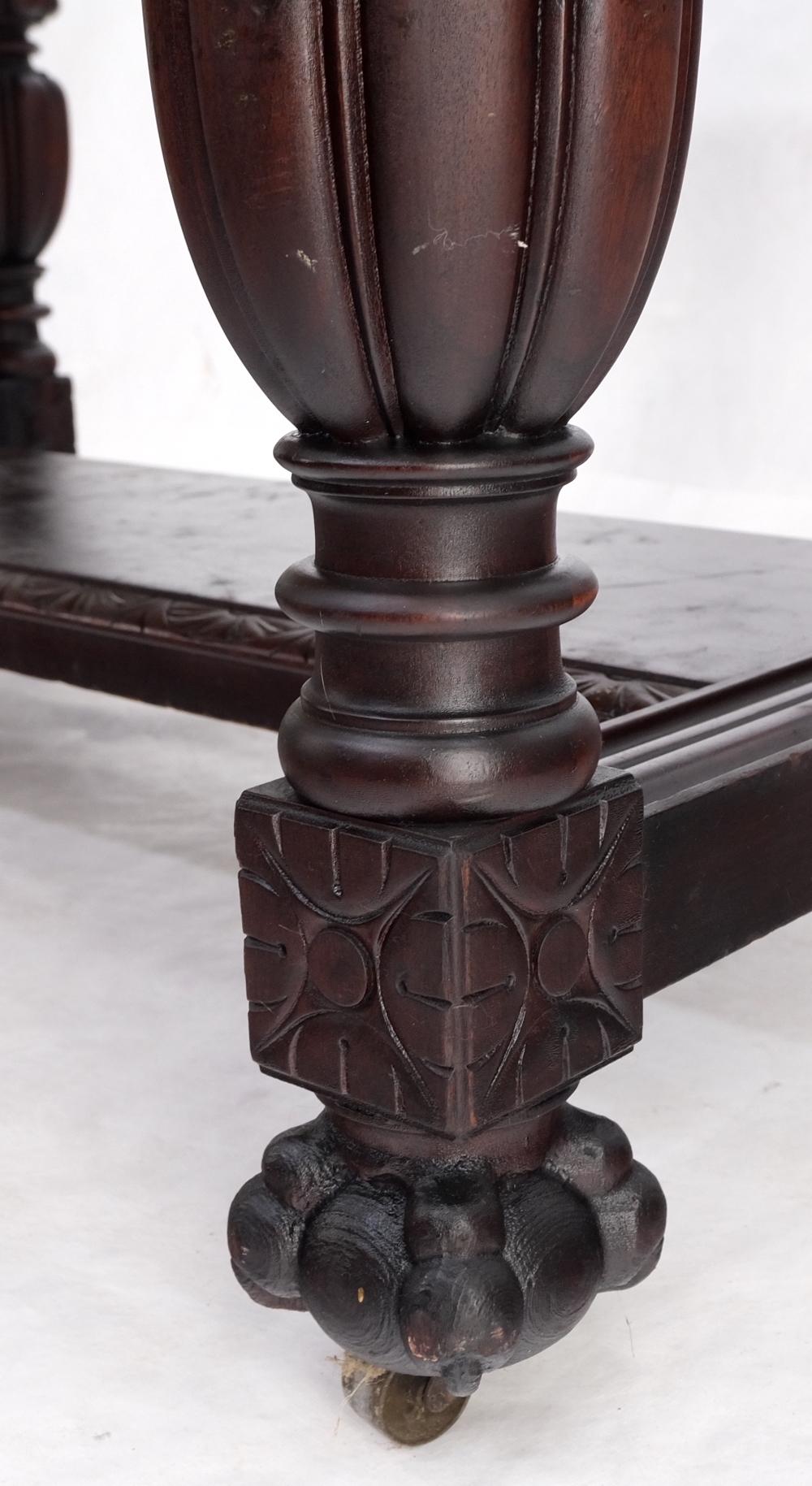 Jacobean Finely Carved Massive Solid Mahogany Partners Desk In Good Condition For Sale In Rockaway, NJ