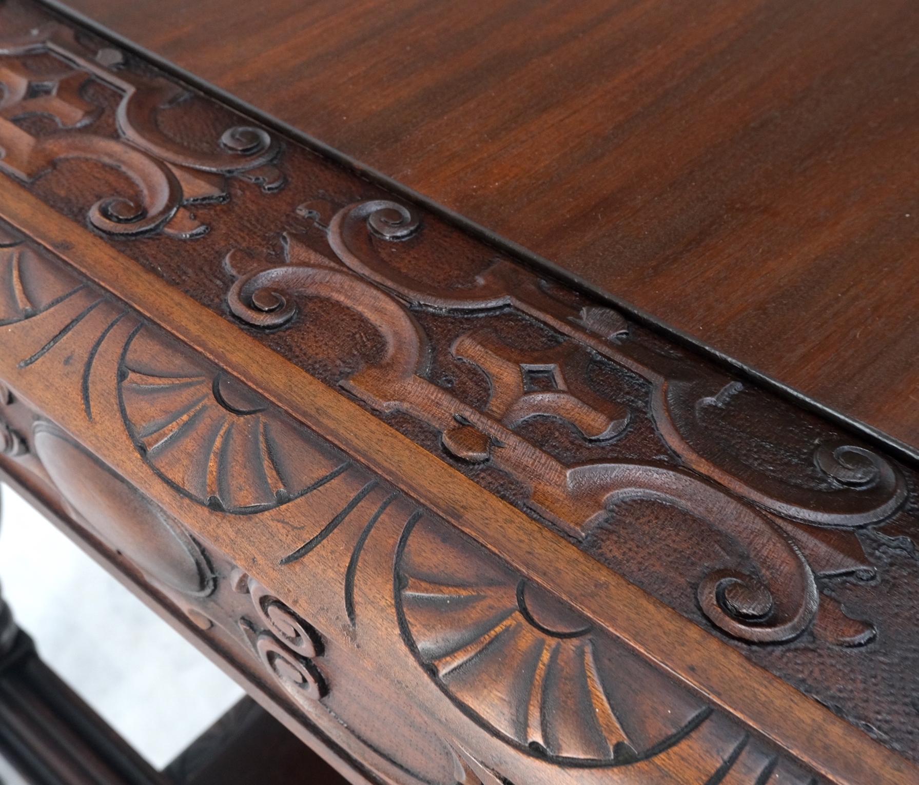 Jacobean Finely Carved Massive Solid Mahogany Partners Desk For Sale 2