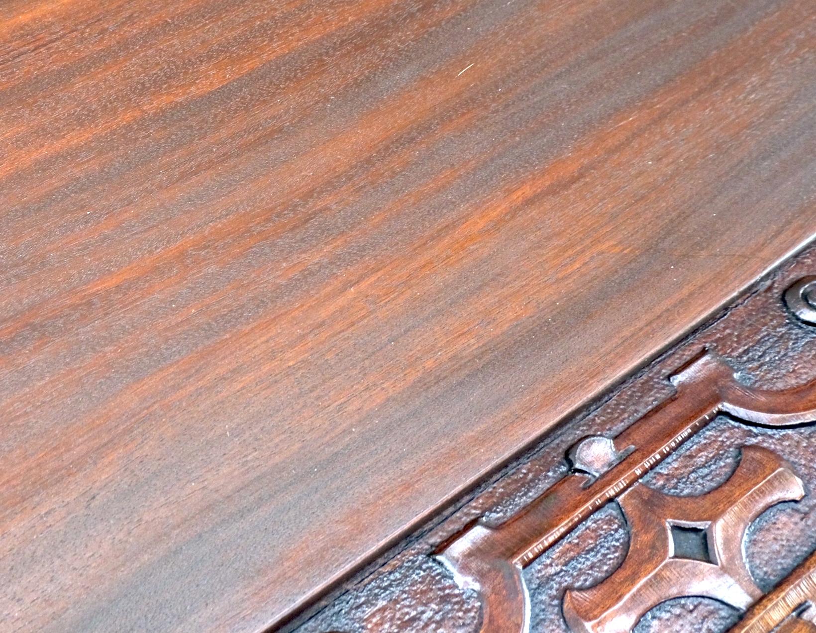 Jacobean Finely Carved Massive Solid Mahogany Partners Desk For Sale 3