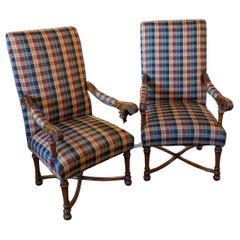 Jacobean large arm chair pair