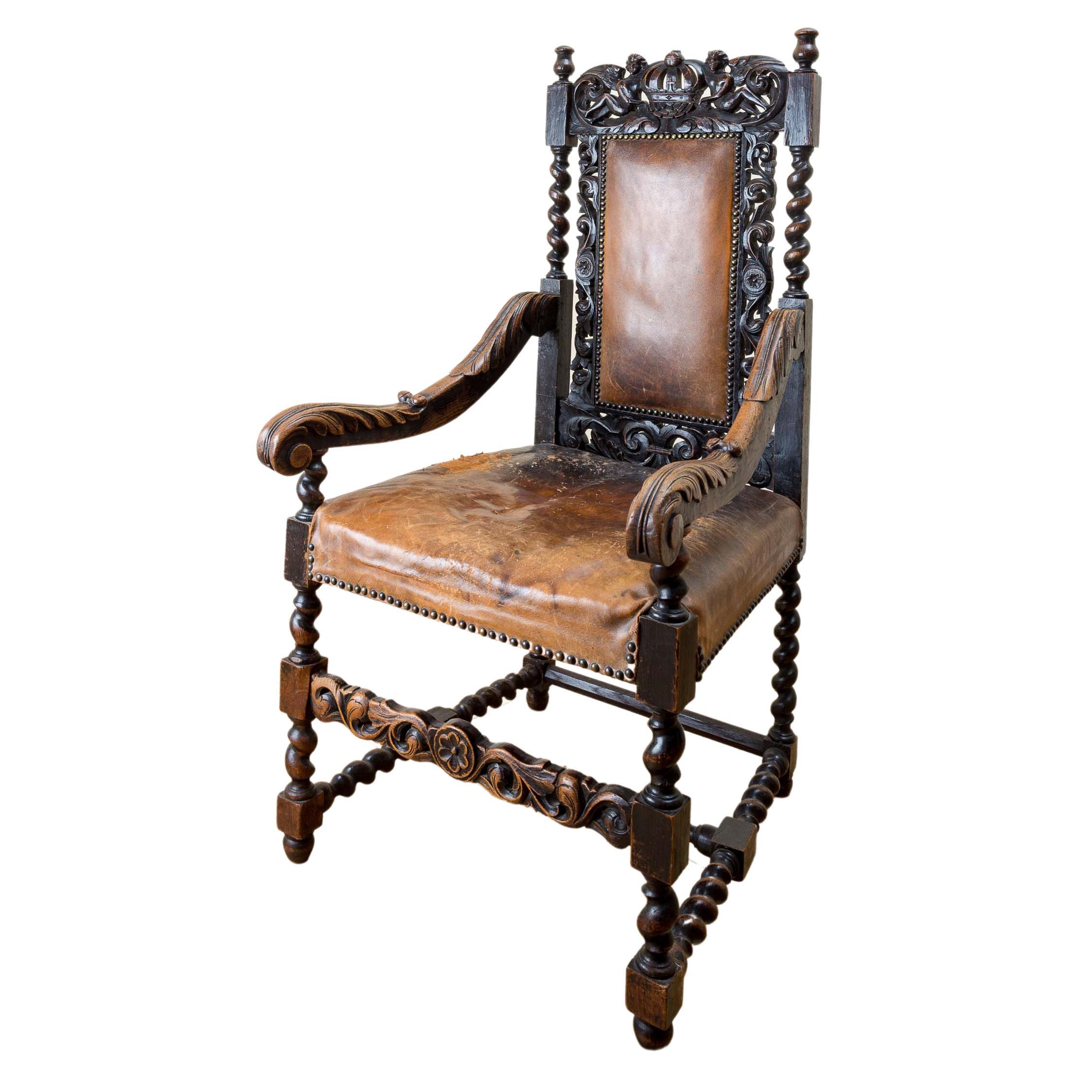 Jacobean Nursery/Throne Chair, Once Belonging to Bomber Harris For Sale
