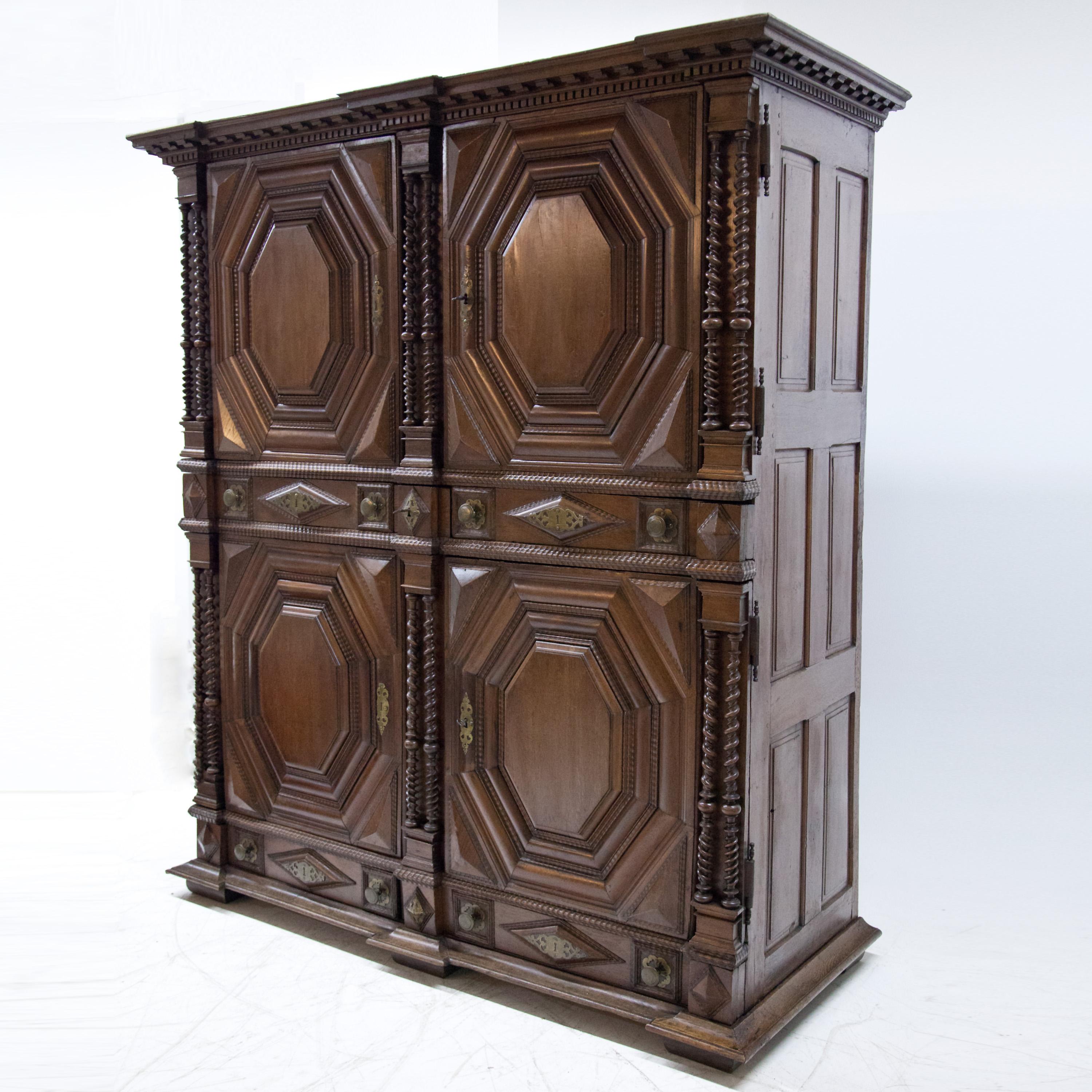 Baroque Oak Cabinet, France, Haute Bretagne Late 17th Century For Sale