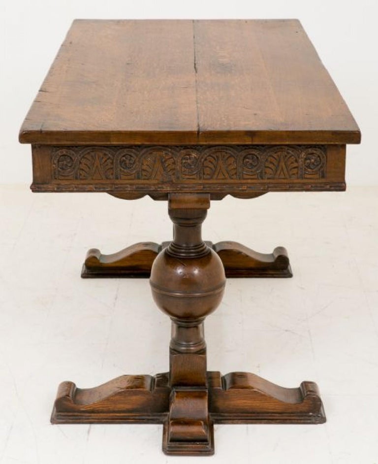 Jacobean Oak Carved Side Table Desk For Sale at 1stDibs