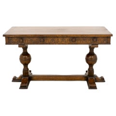 Jacobean Oak Carved Side Table Desk