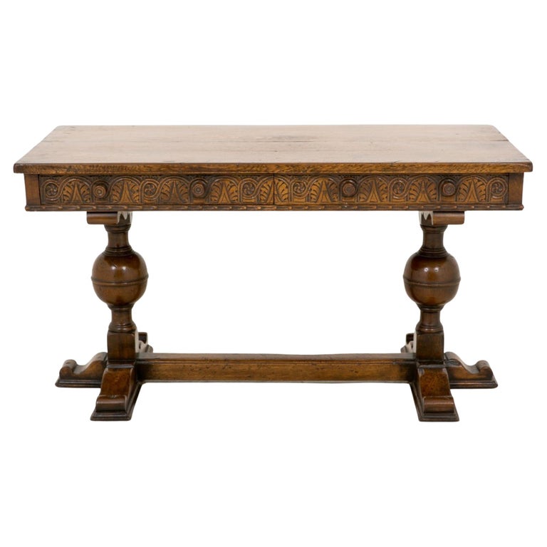 Jacobean Oak Carved Side Table Desk For Sale at 1stDibs