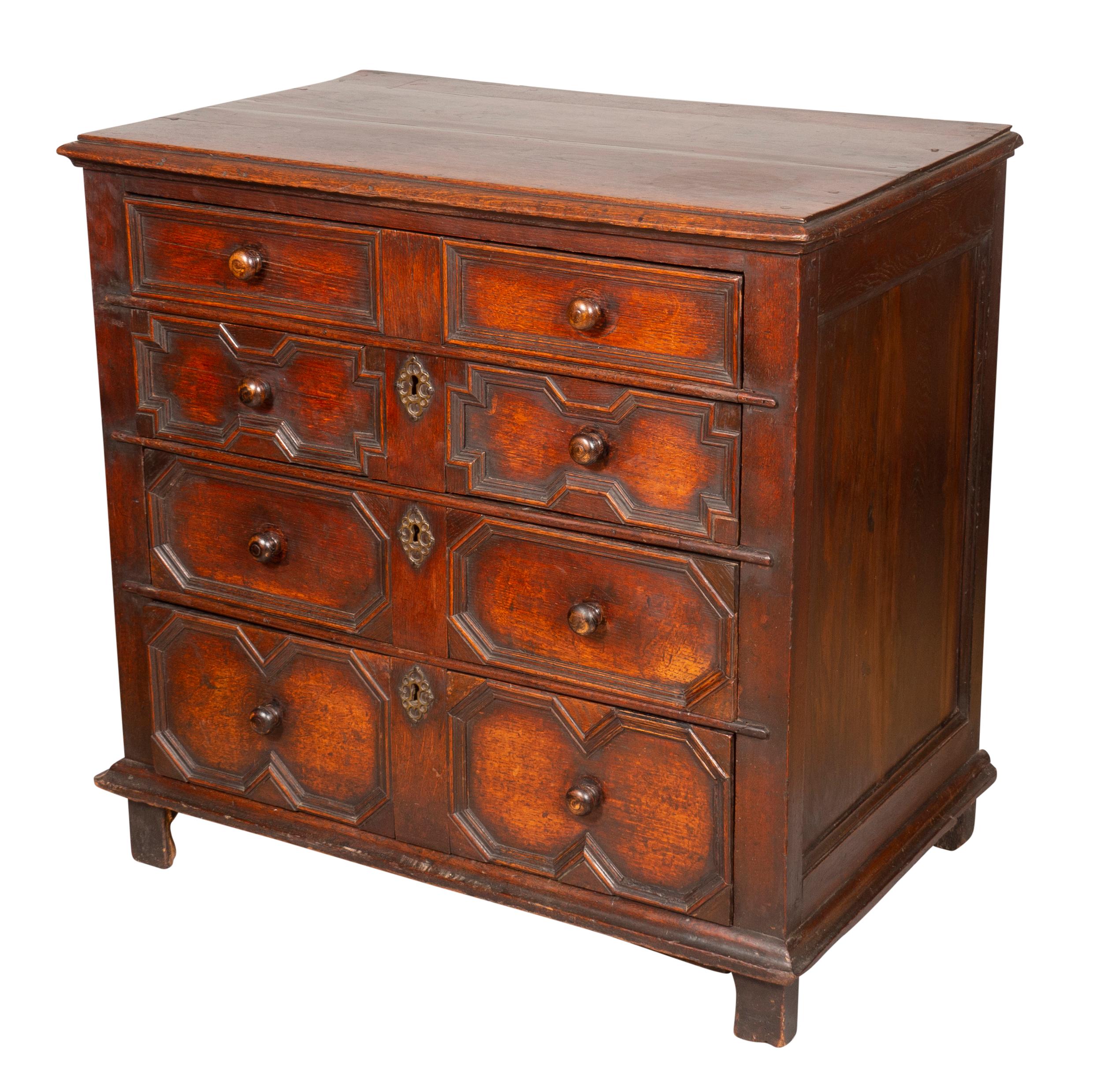 English Jacobean Oak Chest of Drawers For Sale