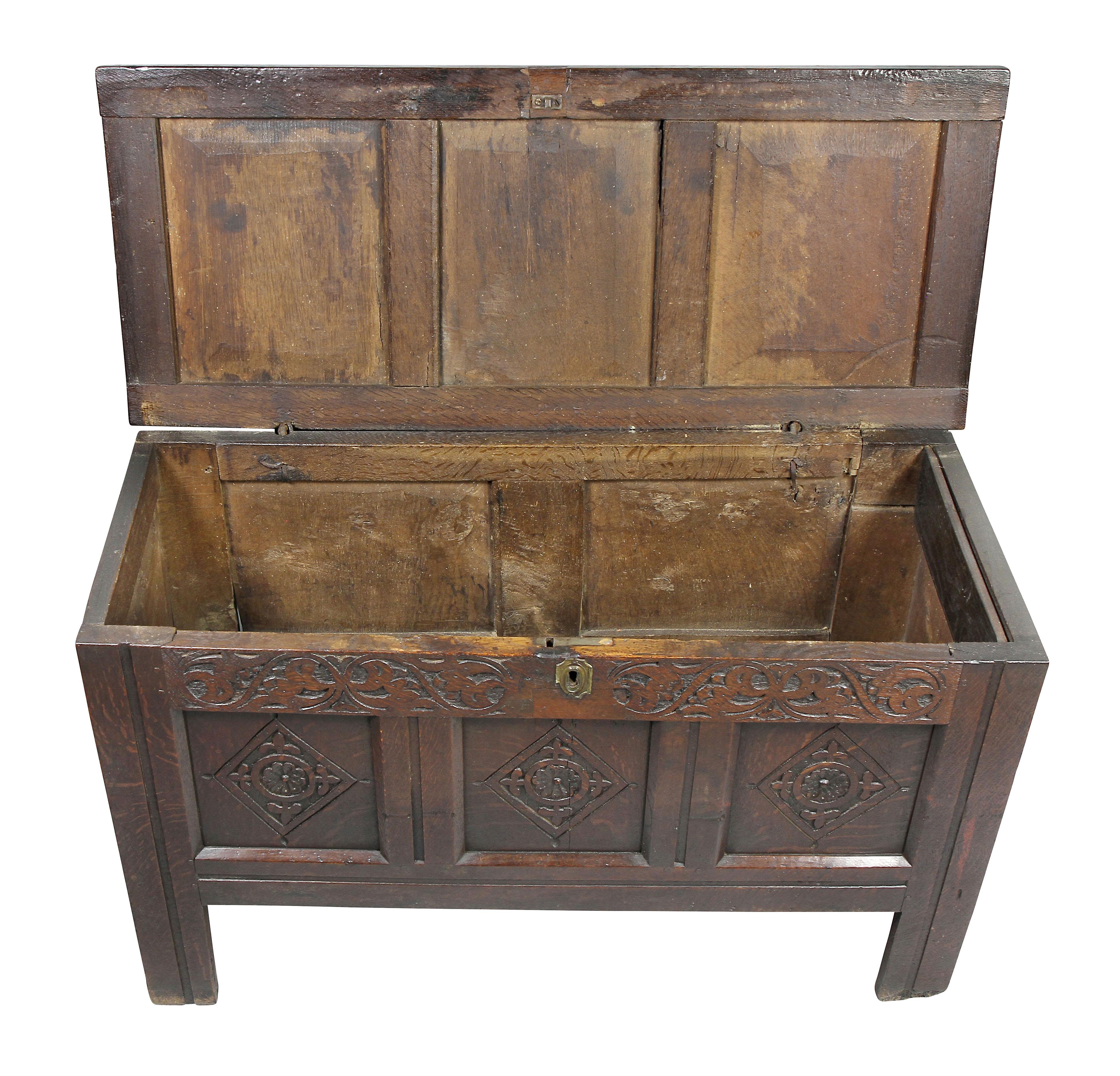 English Jacobean Oak Coffer For Sale