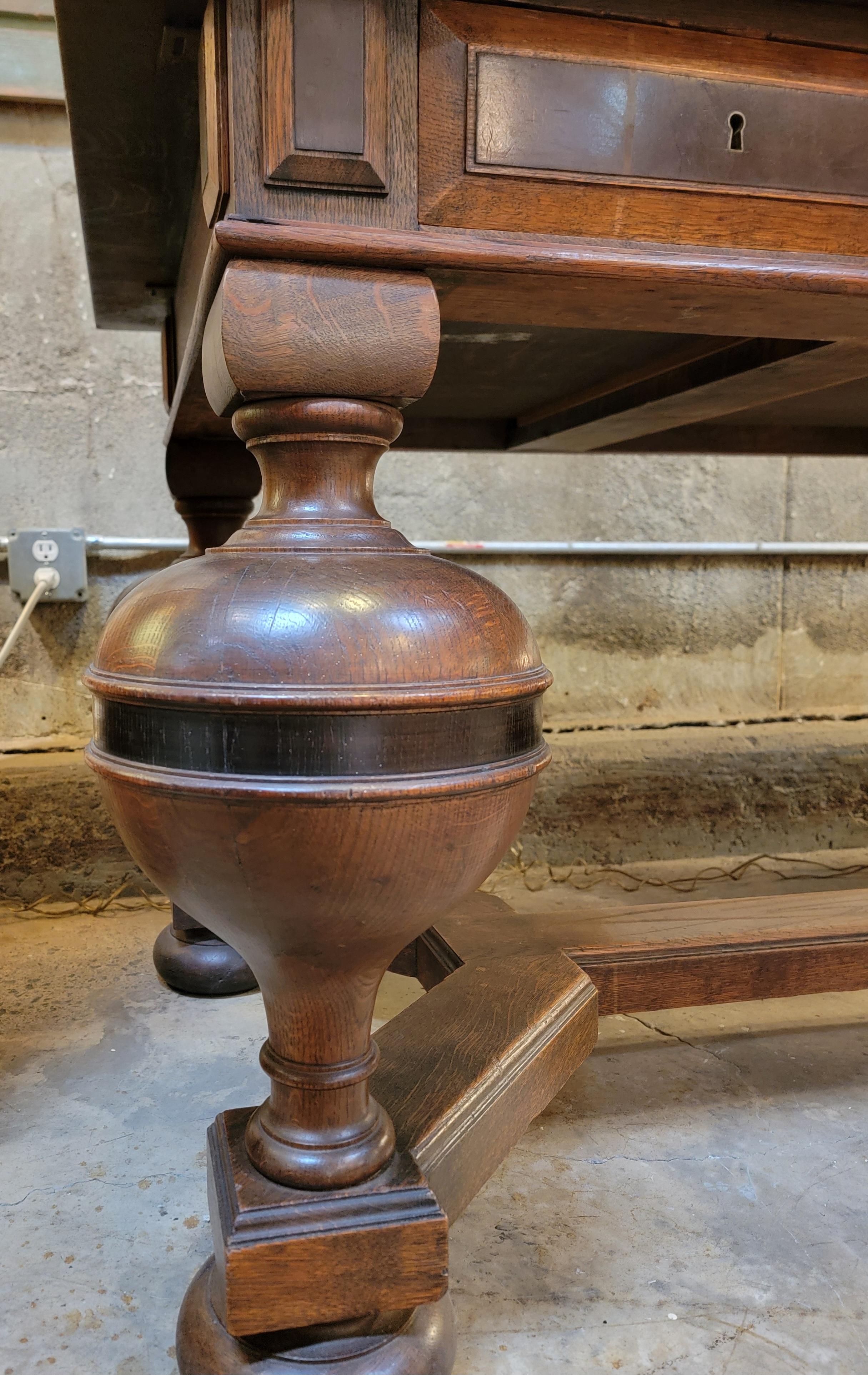 Jacobean Oak Desk / Library Table Early 20th Century 5