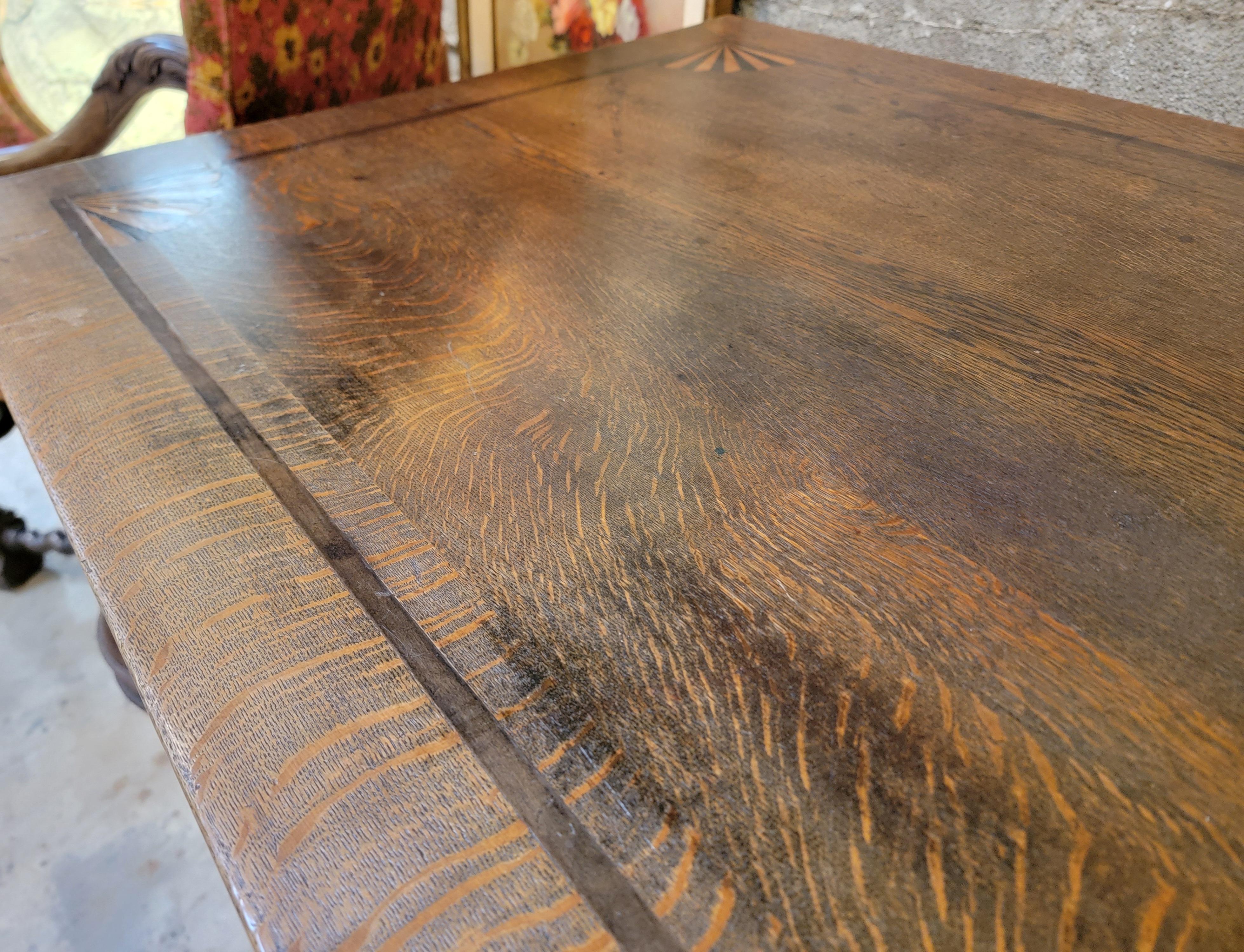Jacobean Oak Desk / Library Table Early 20th Century 8