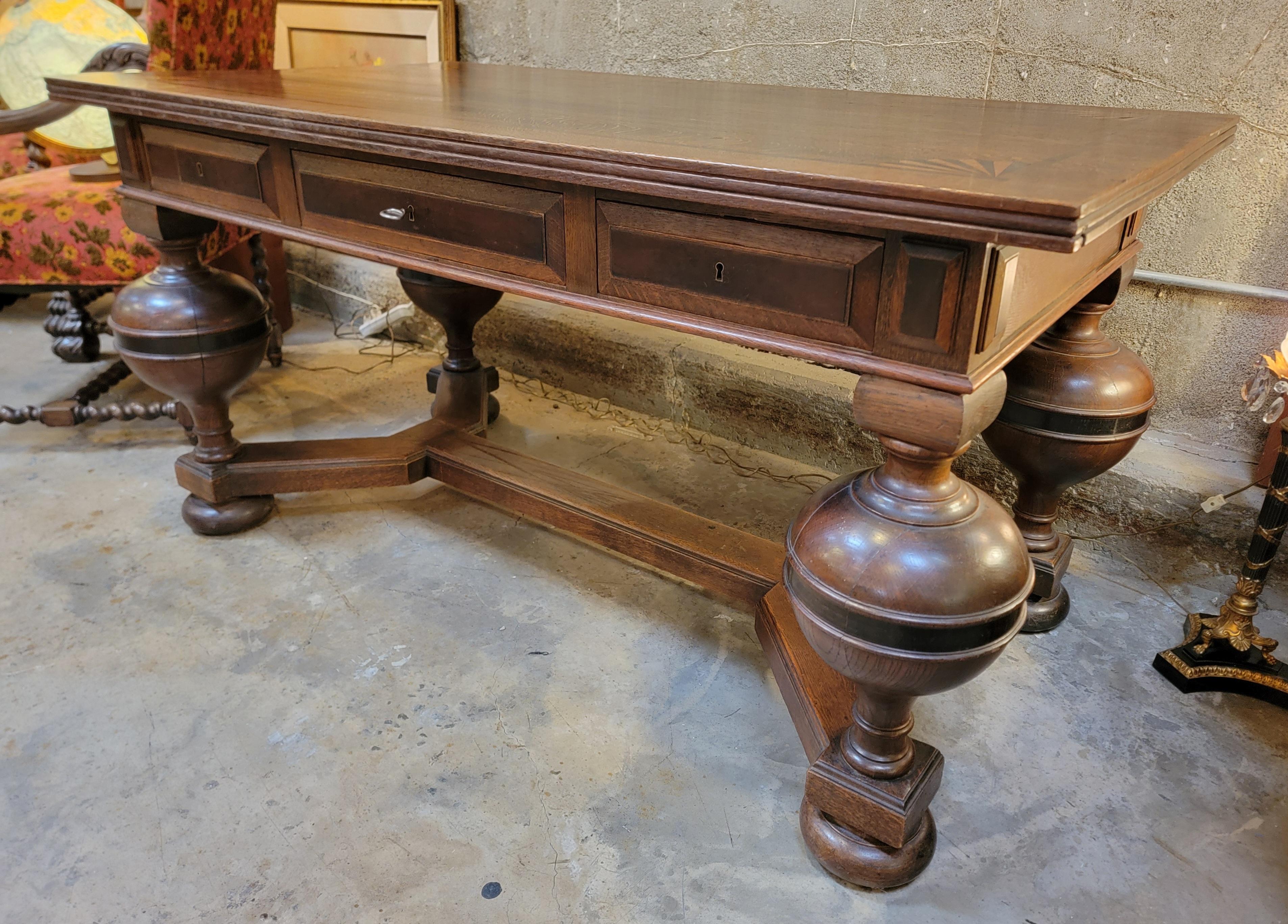 Jacobean Oak Desk / Library Table Early 20th Century For Sale 2