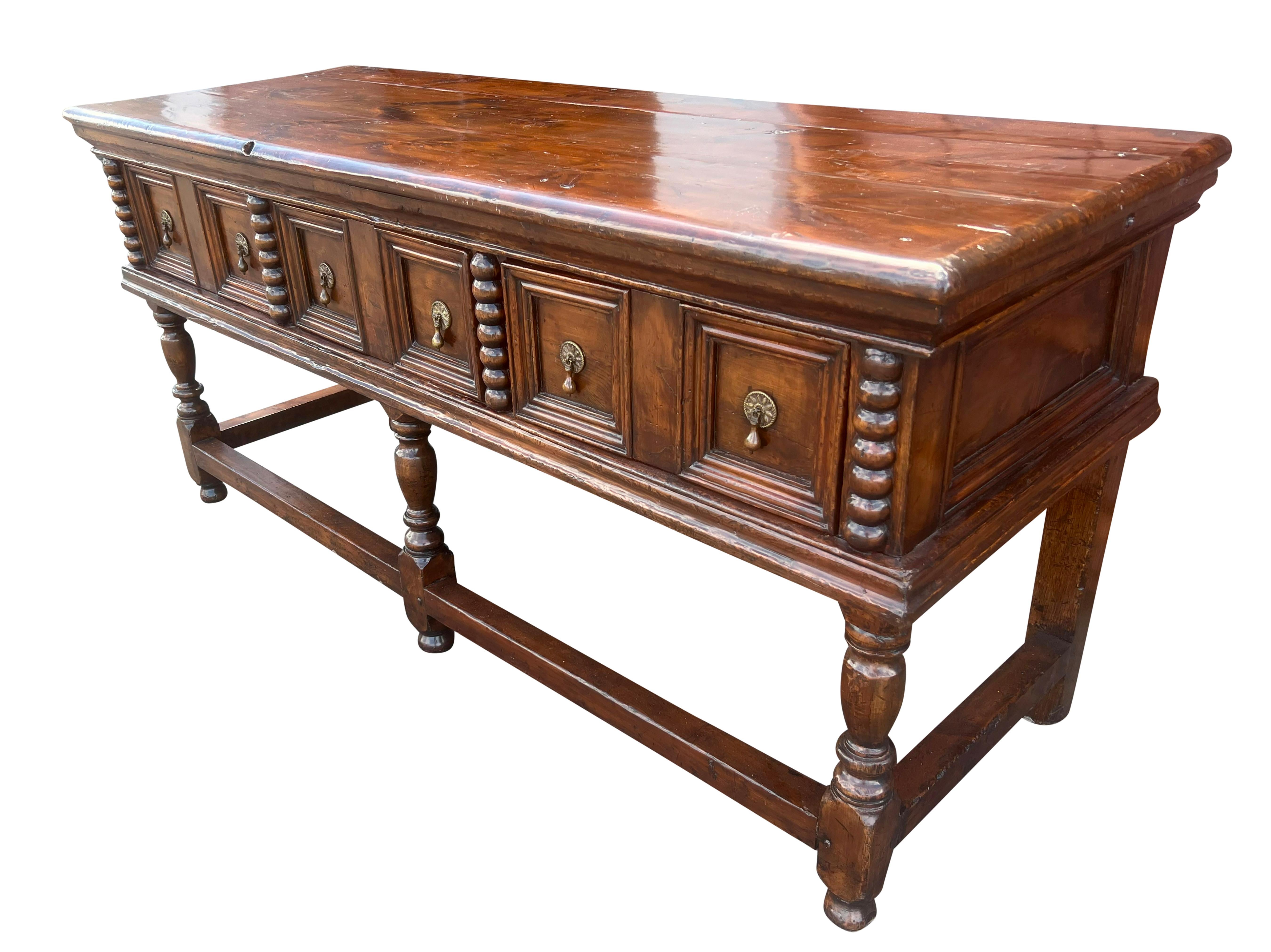 Jacobean Oak Dresser Base In Good Condition In Essex, MA