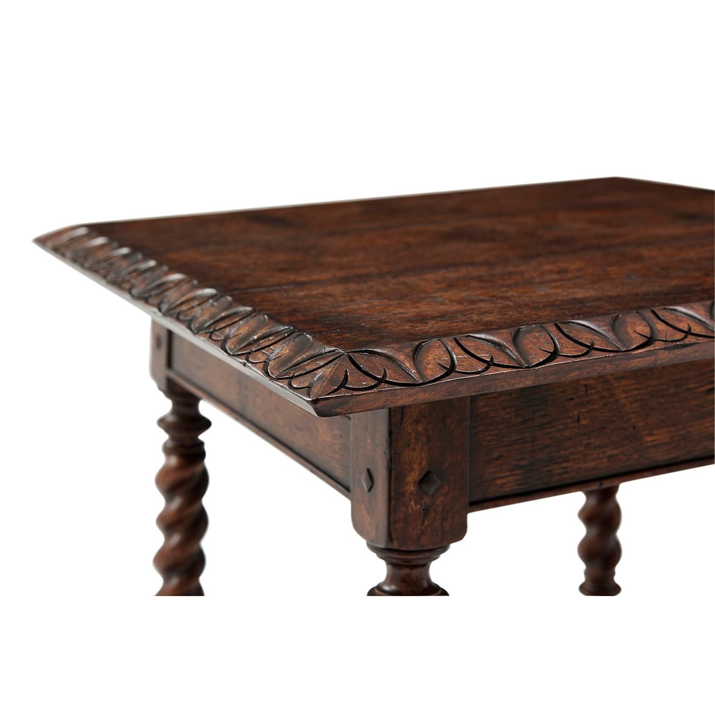 Vietnamese Jacobean Oak End Table