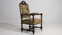 Jacobean Oak Floral Upholstered Armchair