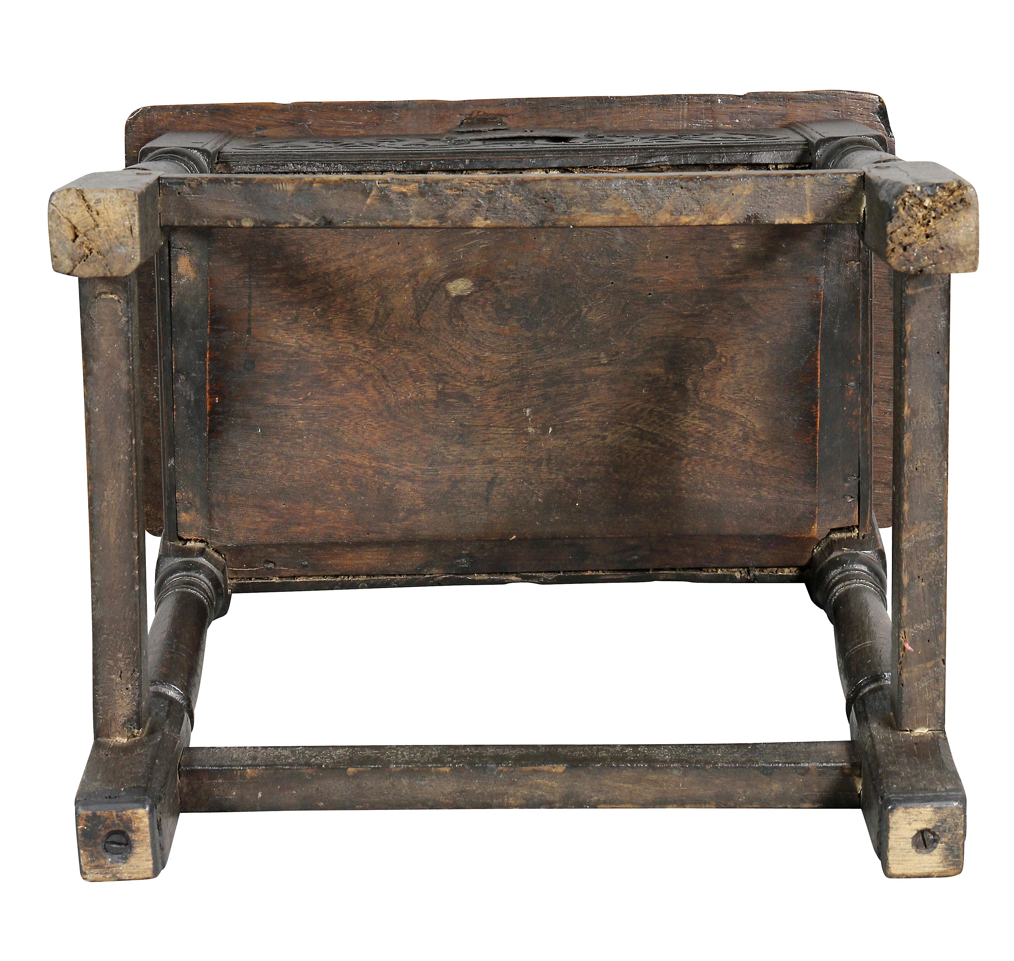 Jacobean Oak Joined Stool or Box 5