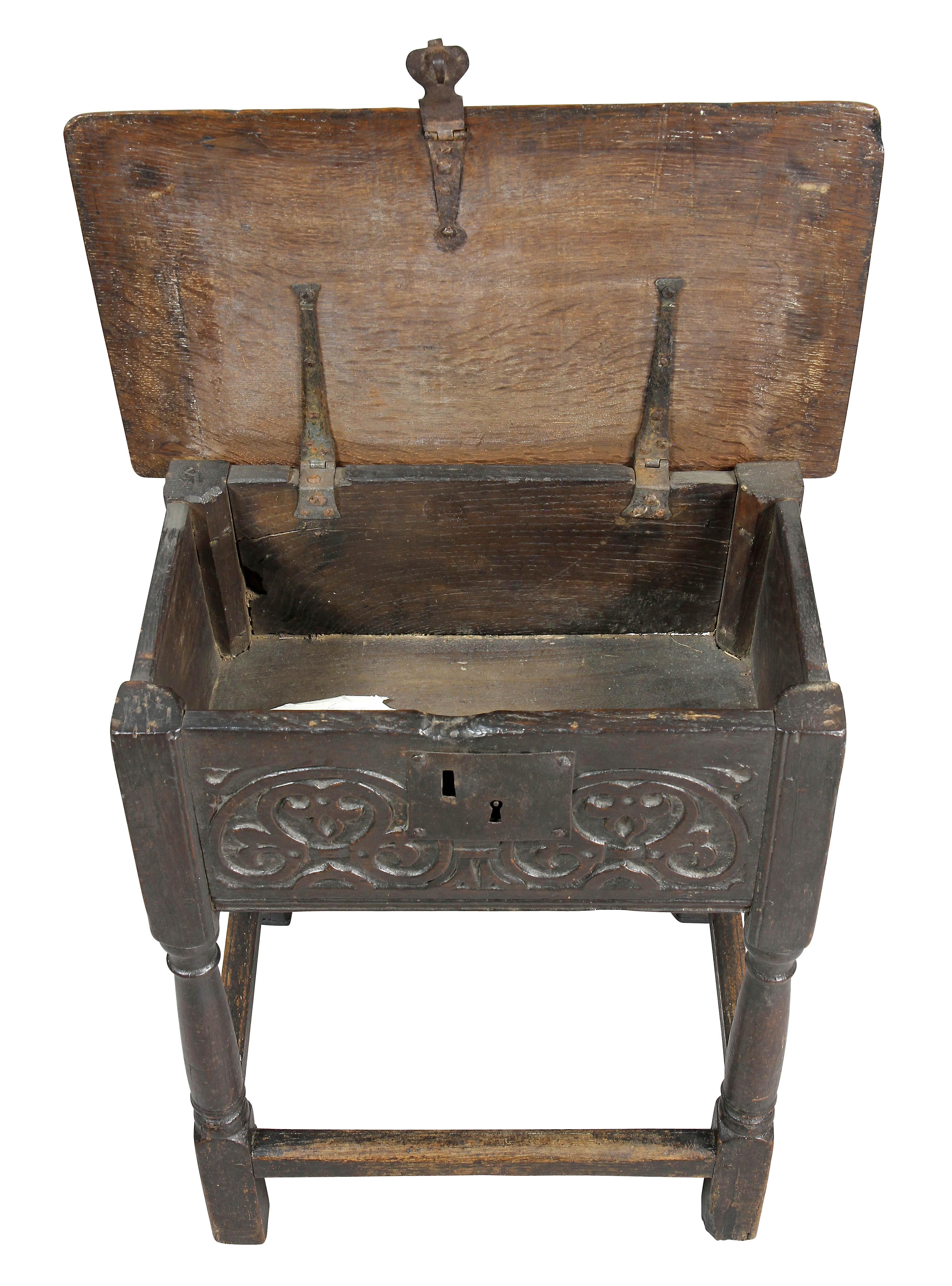 Jacobean Oak Joined Stool or Box In Good Condition In Essex, MA