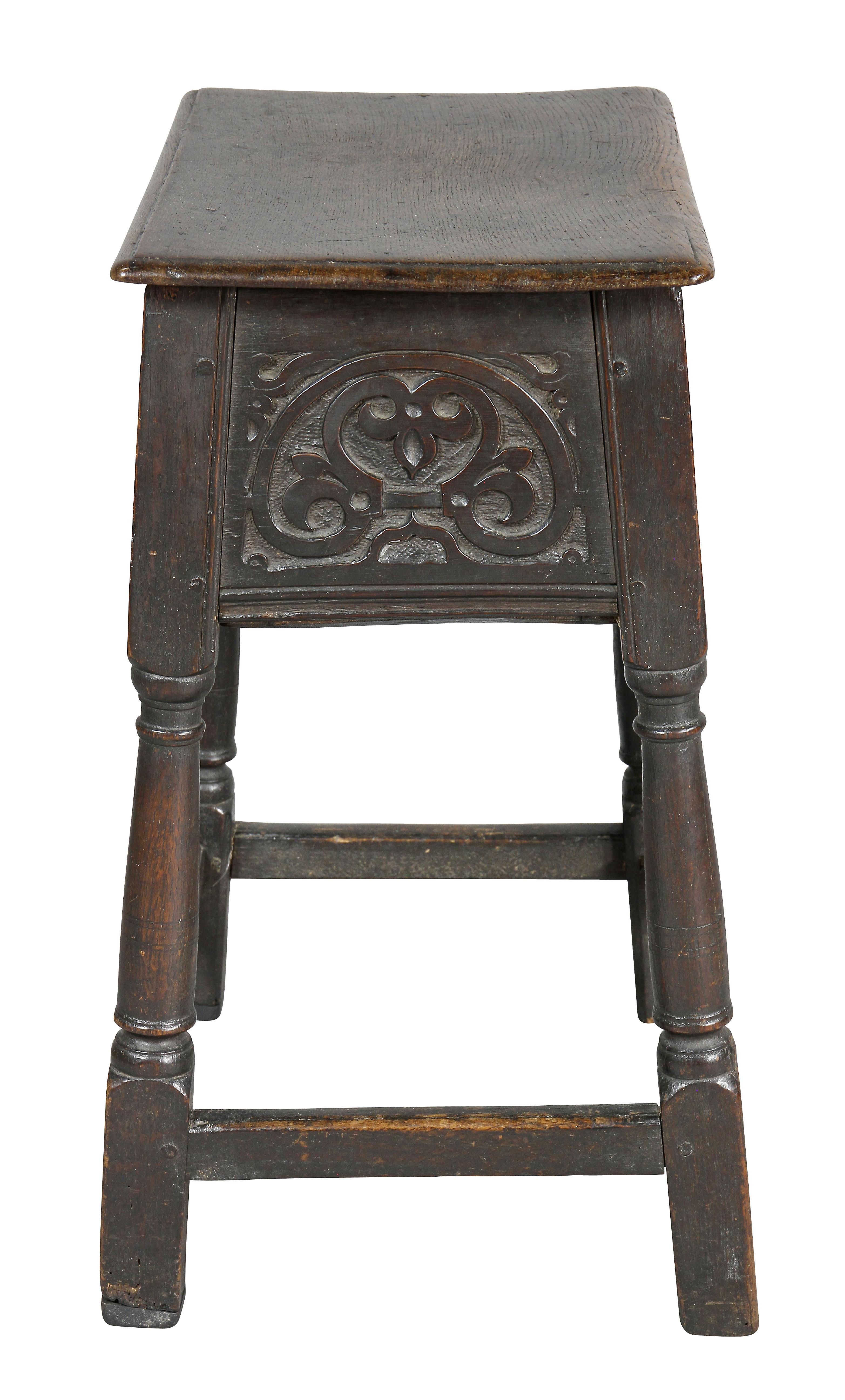 Jacobean Oak Joined Stool or Box 2