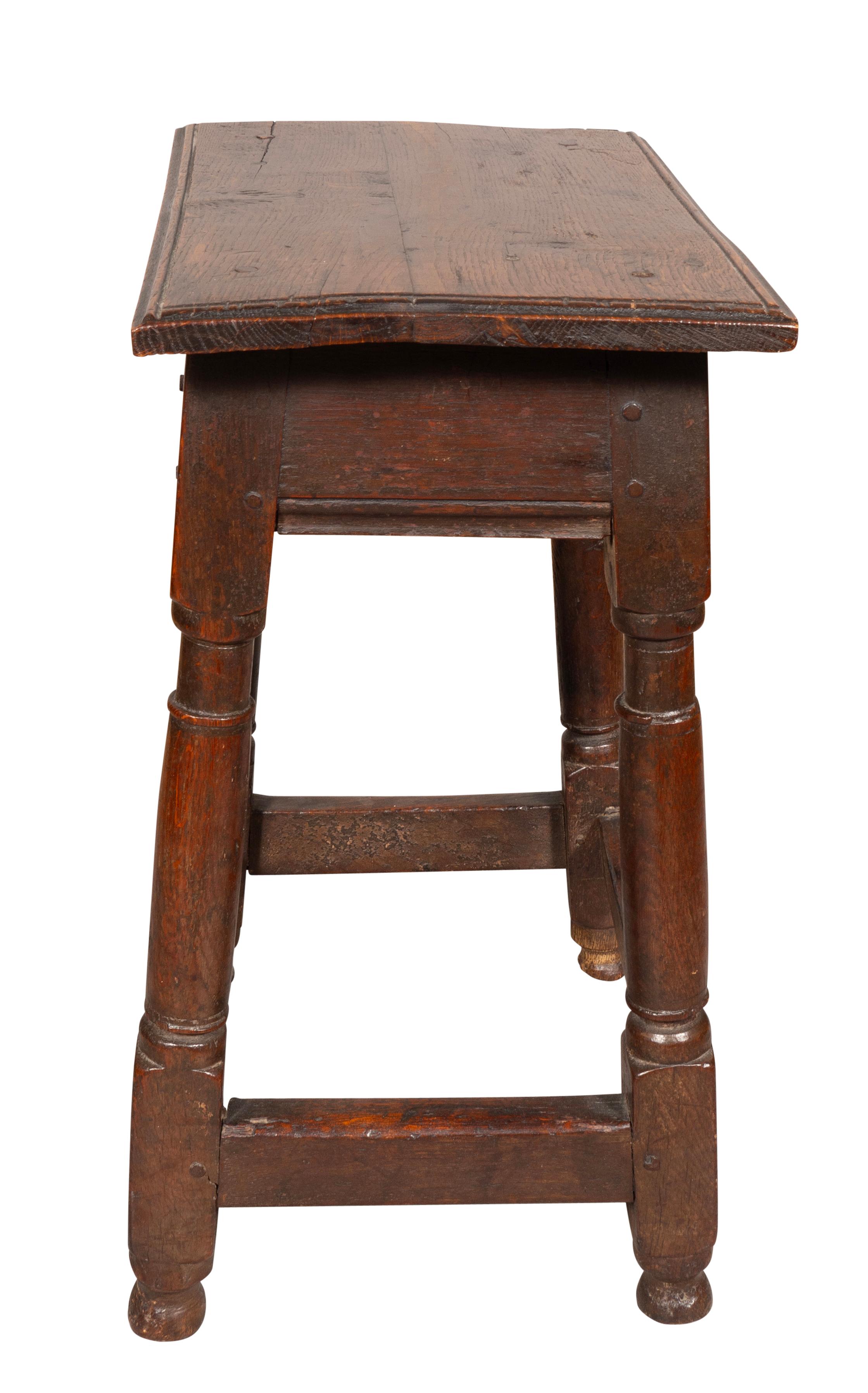 Late 17th Century Jacobean Oak Joint Stool For Sale