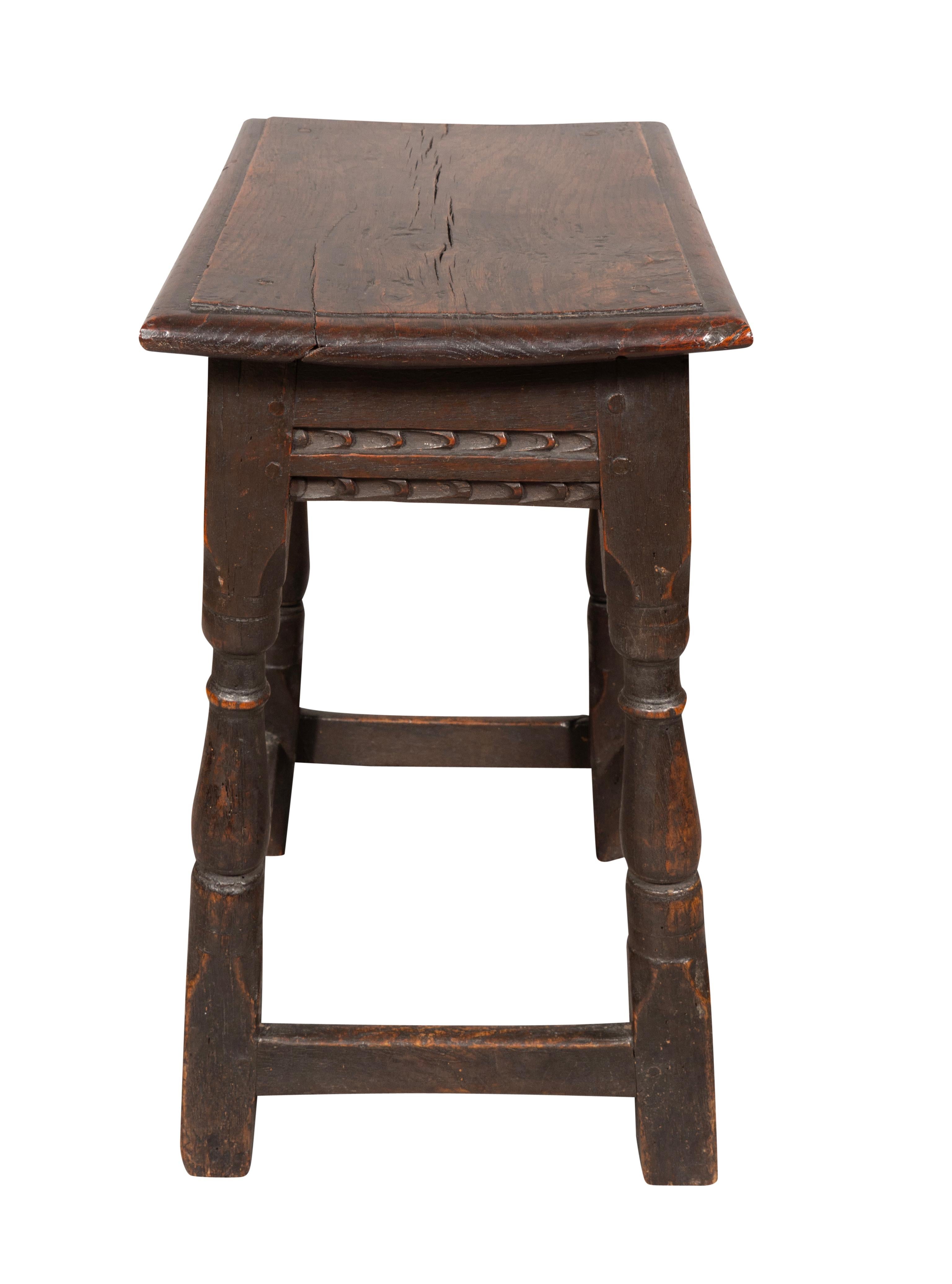 Late 17th Century Jacobean Oak Joint Stool For Sale