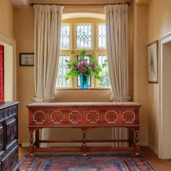 Jacobean Oak Salmon Red/Silver Sideboard Dresser Base