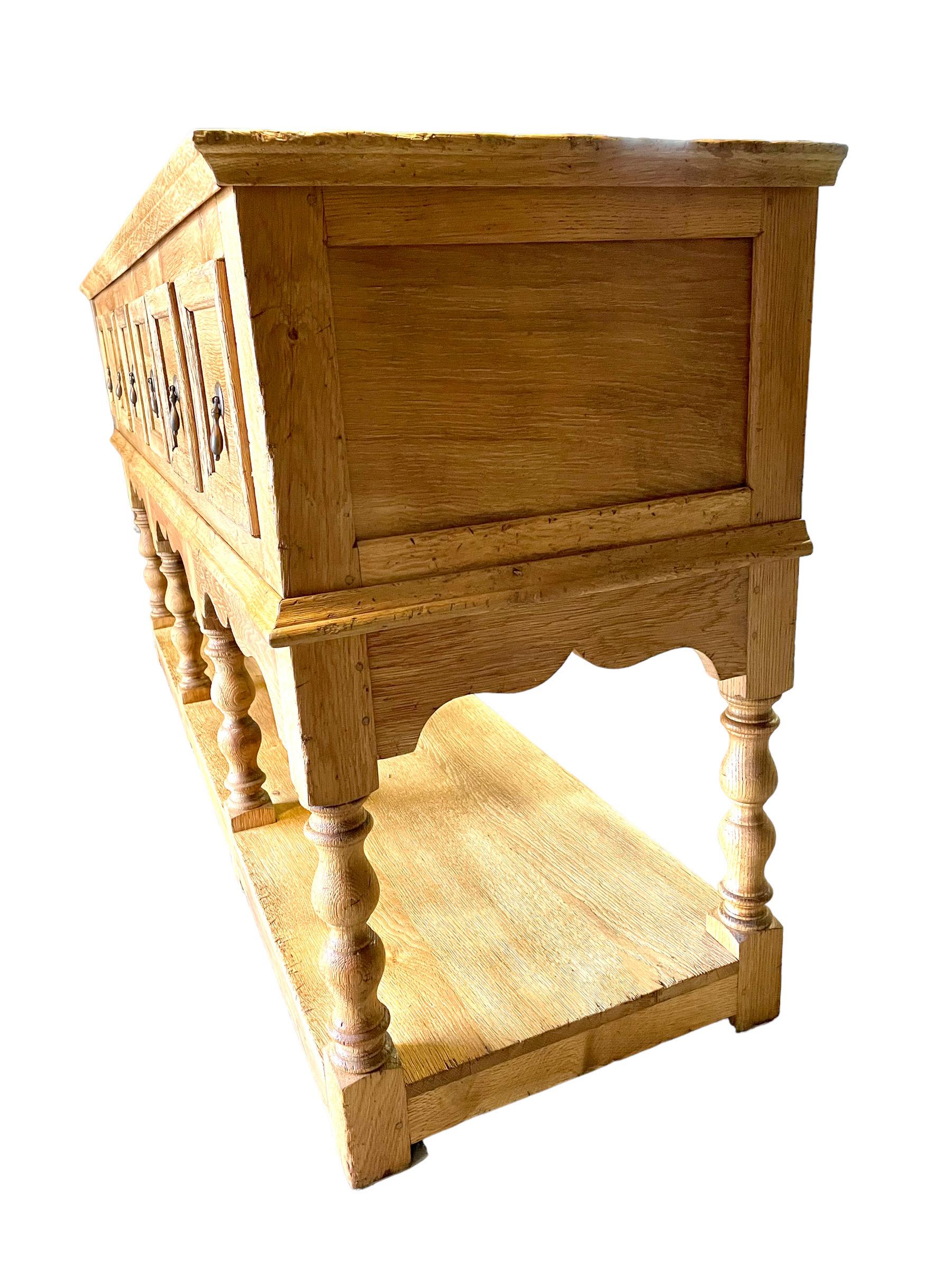 English Jacobean Revival Oak Sideboard Dresser Base For Sale