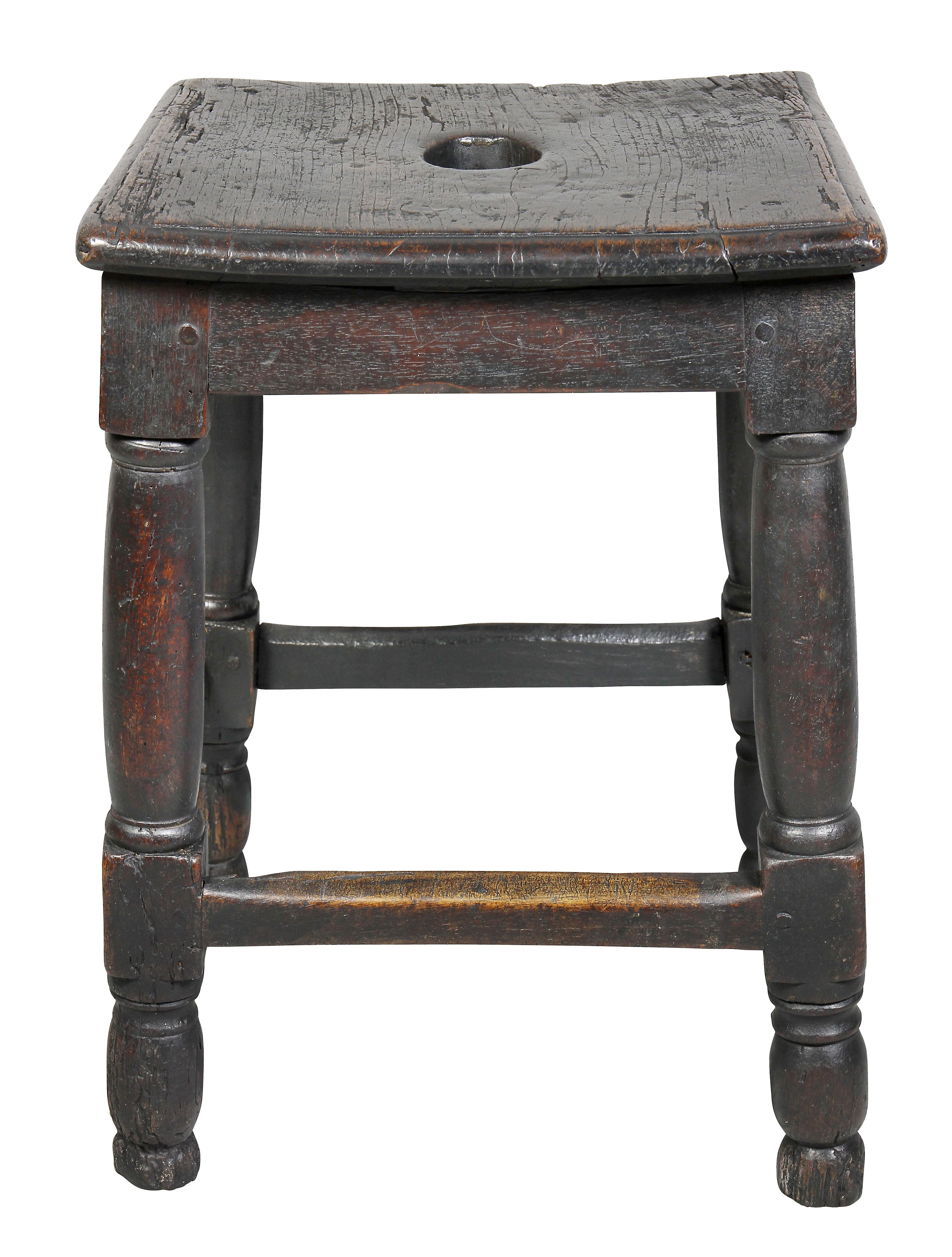 Jacobean Oak Stool In Good Condition In Essex, MA