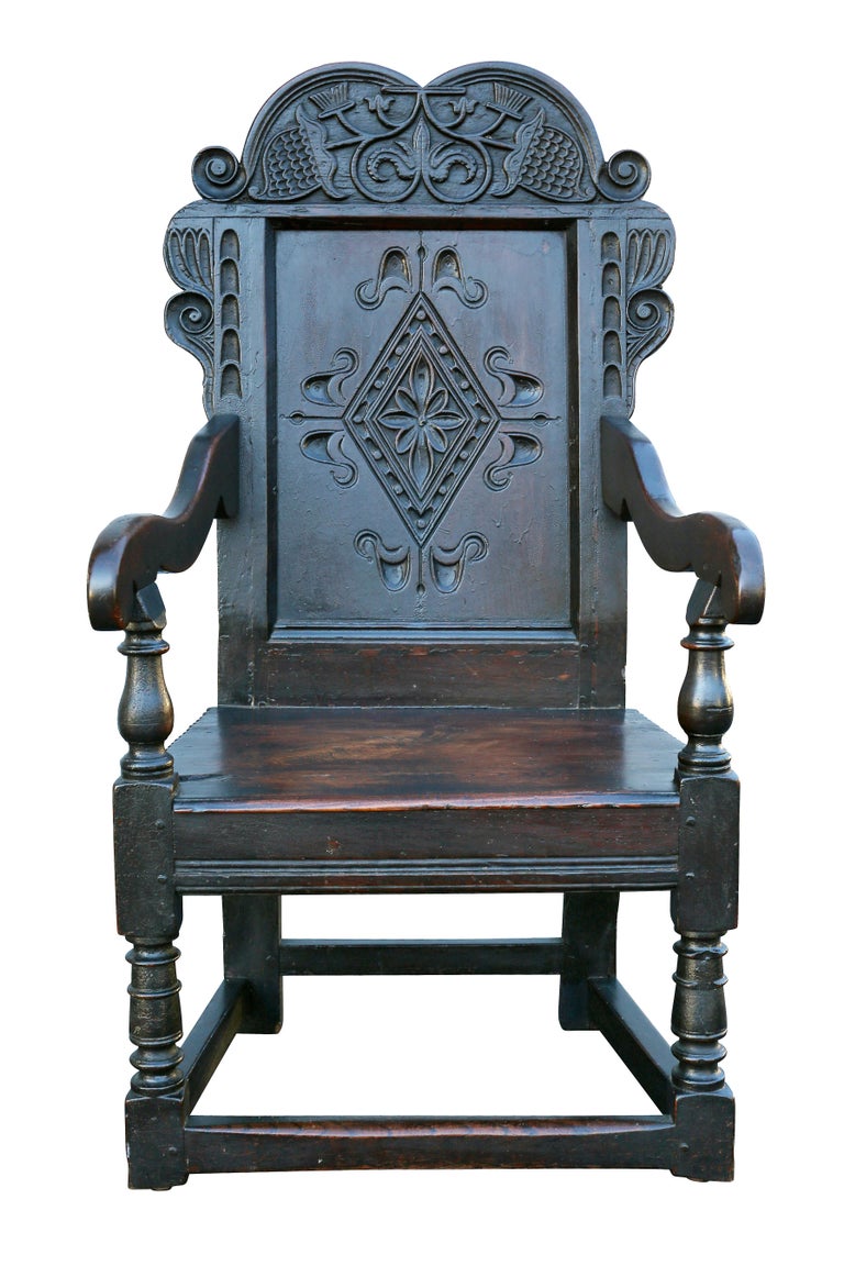 Jacobean Oak Wainscot Armchair For Sale at 1stDibs