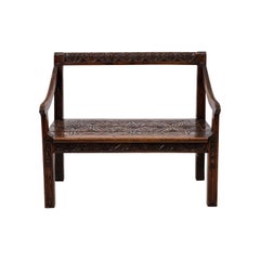 Jacobean Open Back Antique Hall Bench