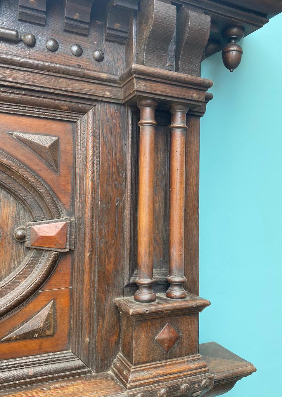 Jacobean Period Carved Oak Mantel For Sale 3