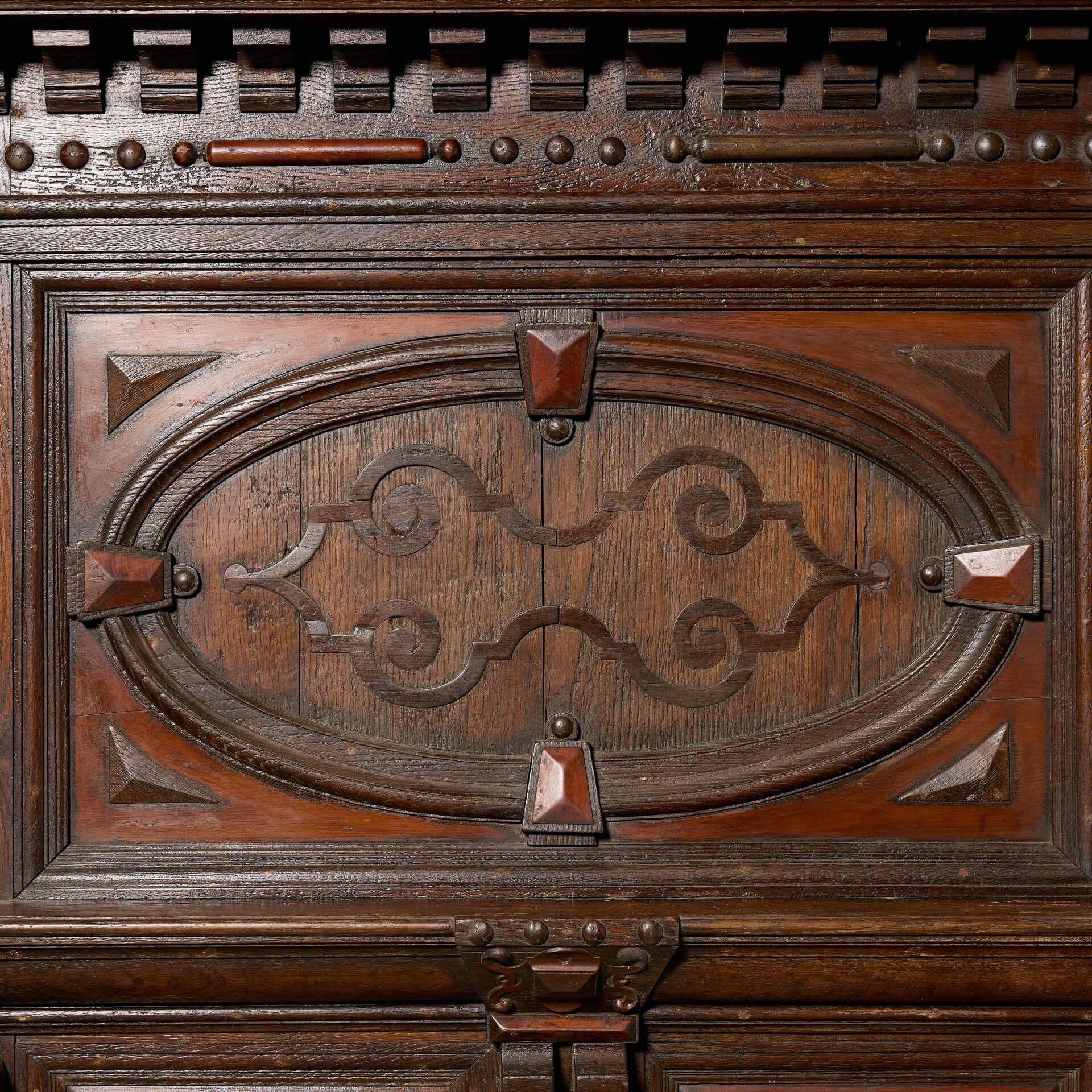 20th Century Jacobean Period Carved Oak Mantel For Sale