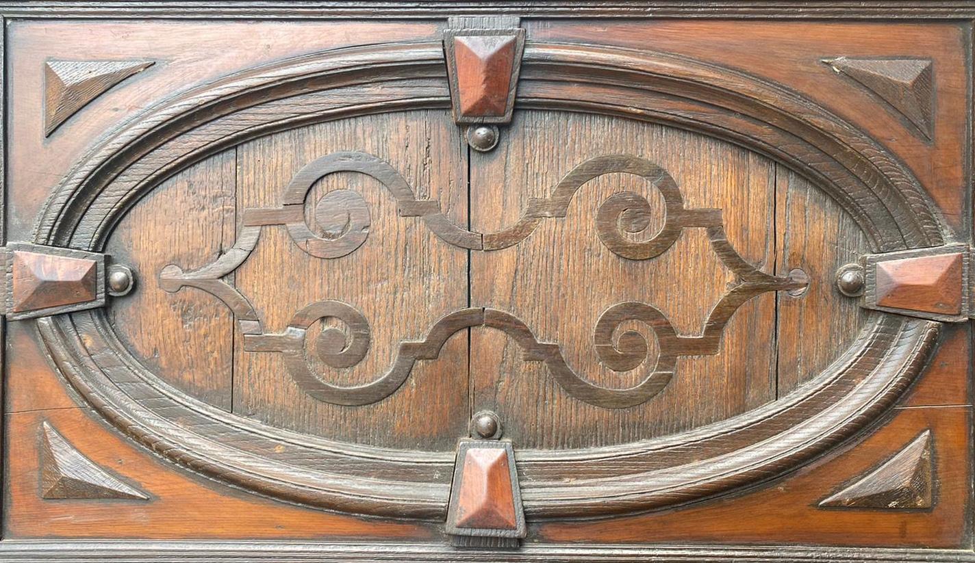 Jacobean Period Carved Oak Mantel For Sale 4