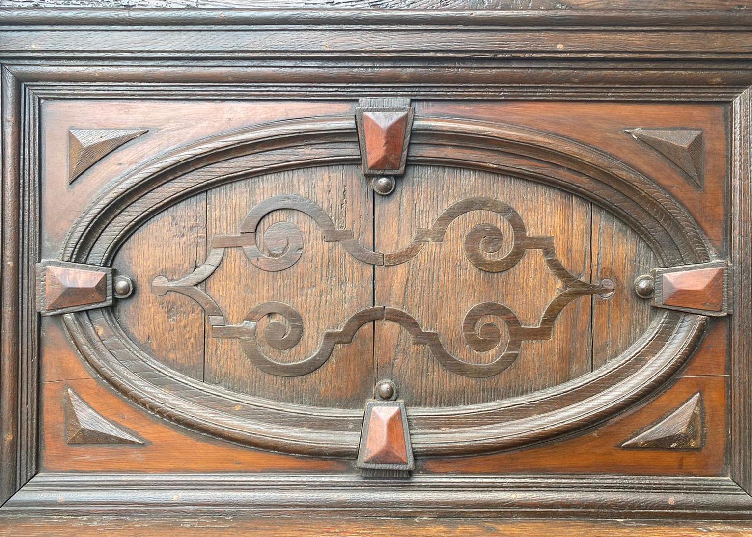 Jacobean Period Carved Oak Mantel For Sale 5