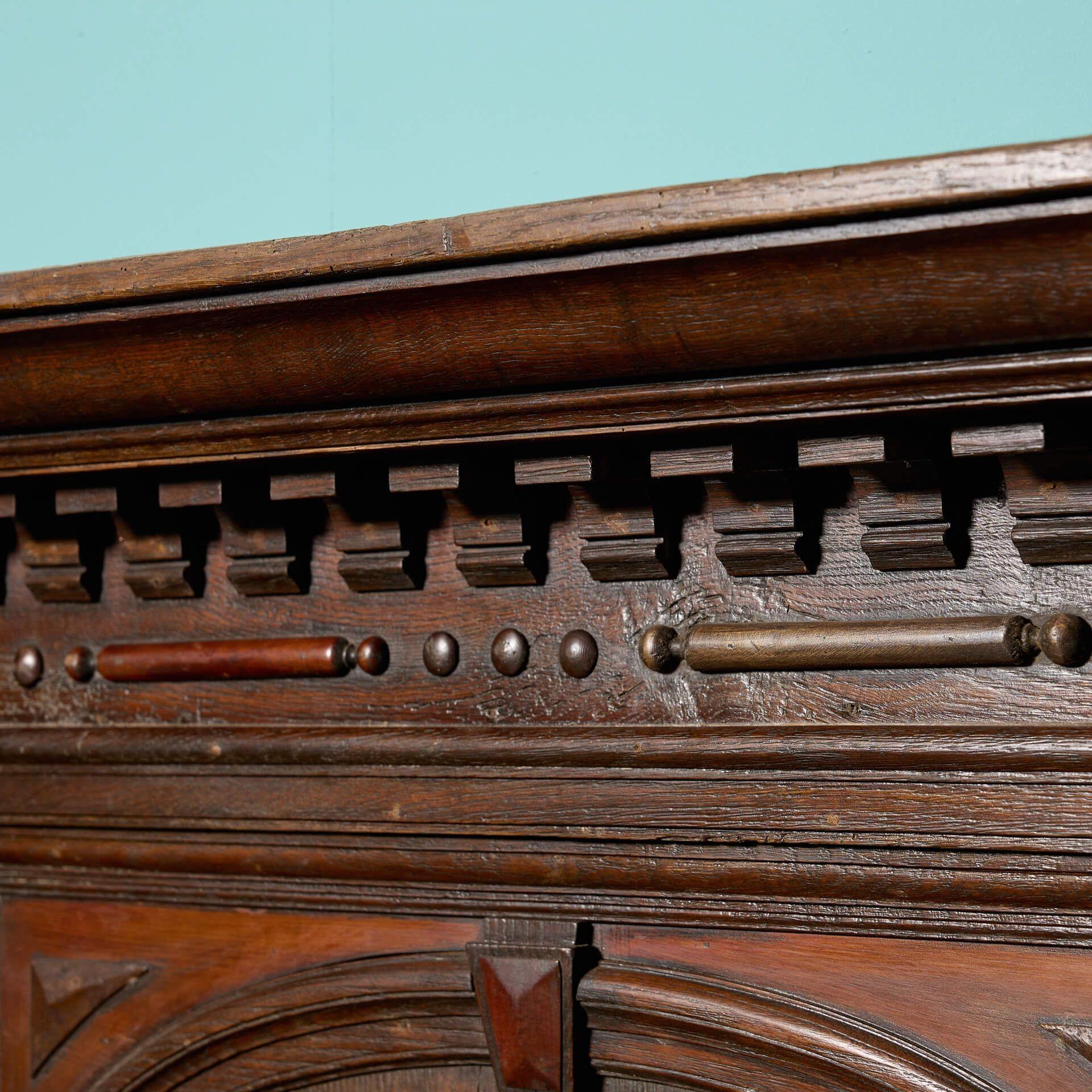 Jacobean Period Carved Oak Mantel For Sale 2