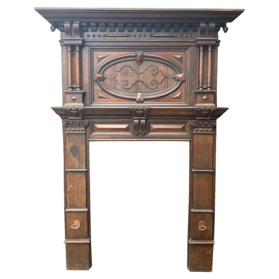 Jacobean Period Carved Oak Mantel For Sale