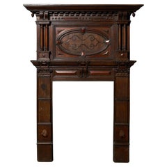 Used Jacobean Period Carved Oak Mantel
