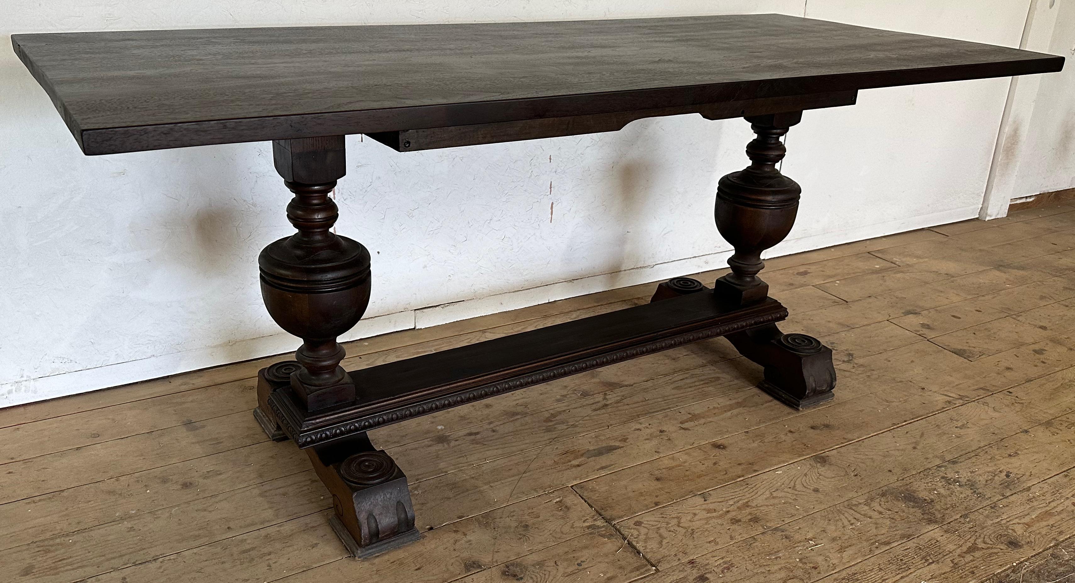 Hand-Crafted Jacobean Style Refectory Table For Sale