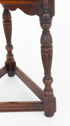 Jacobean Revial Stool Oak Seat Bench