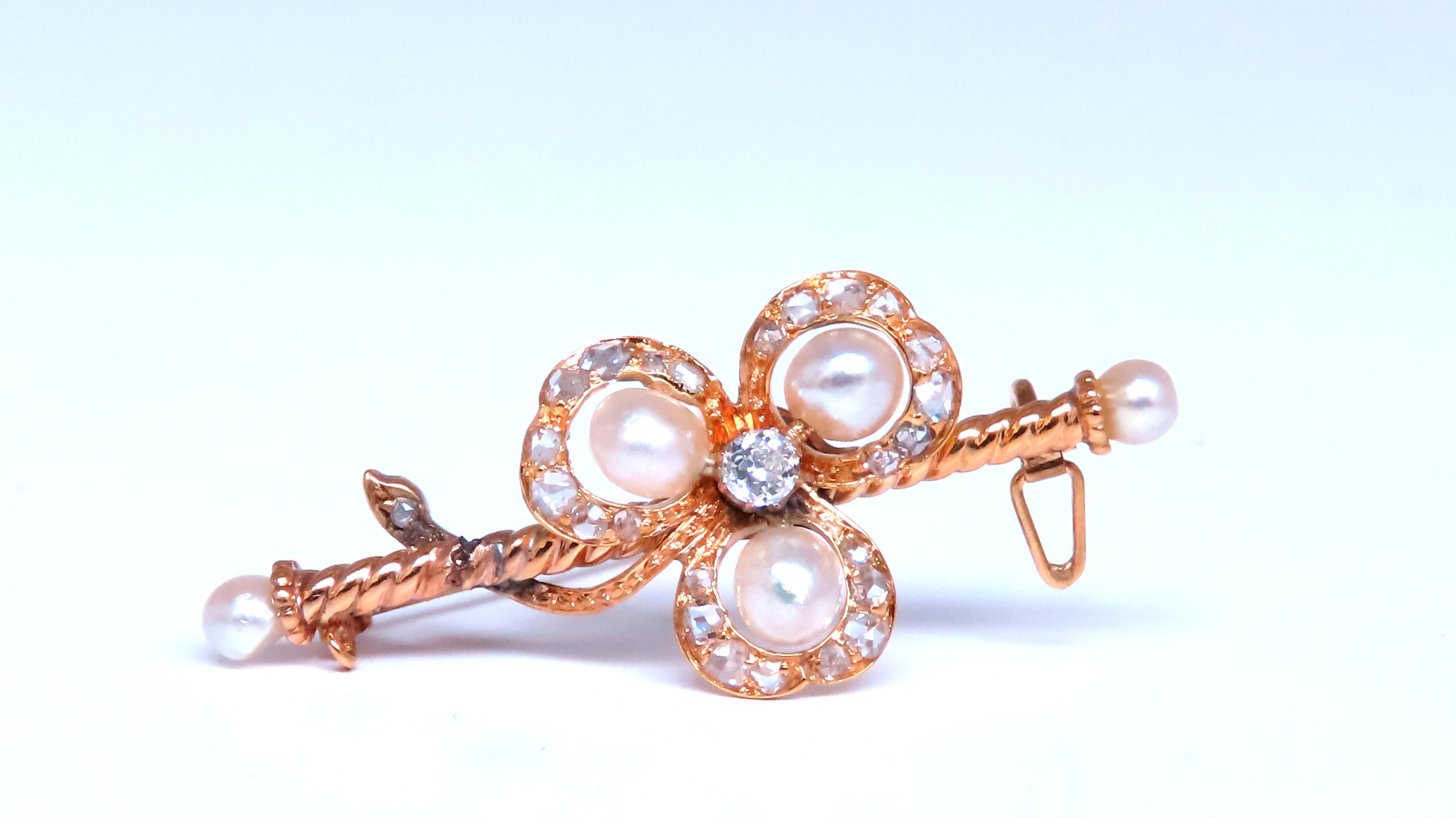 Women's Jacobean Revival Barley Twist Brooch Pin 14kt clover 12538