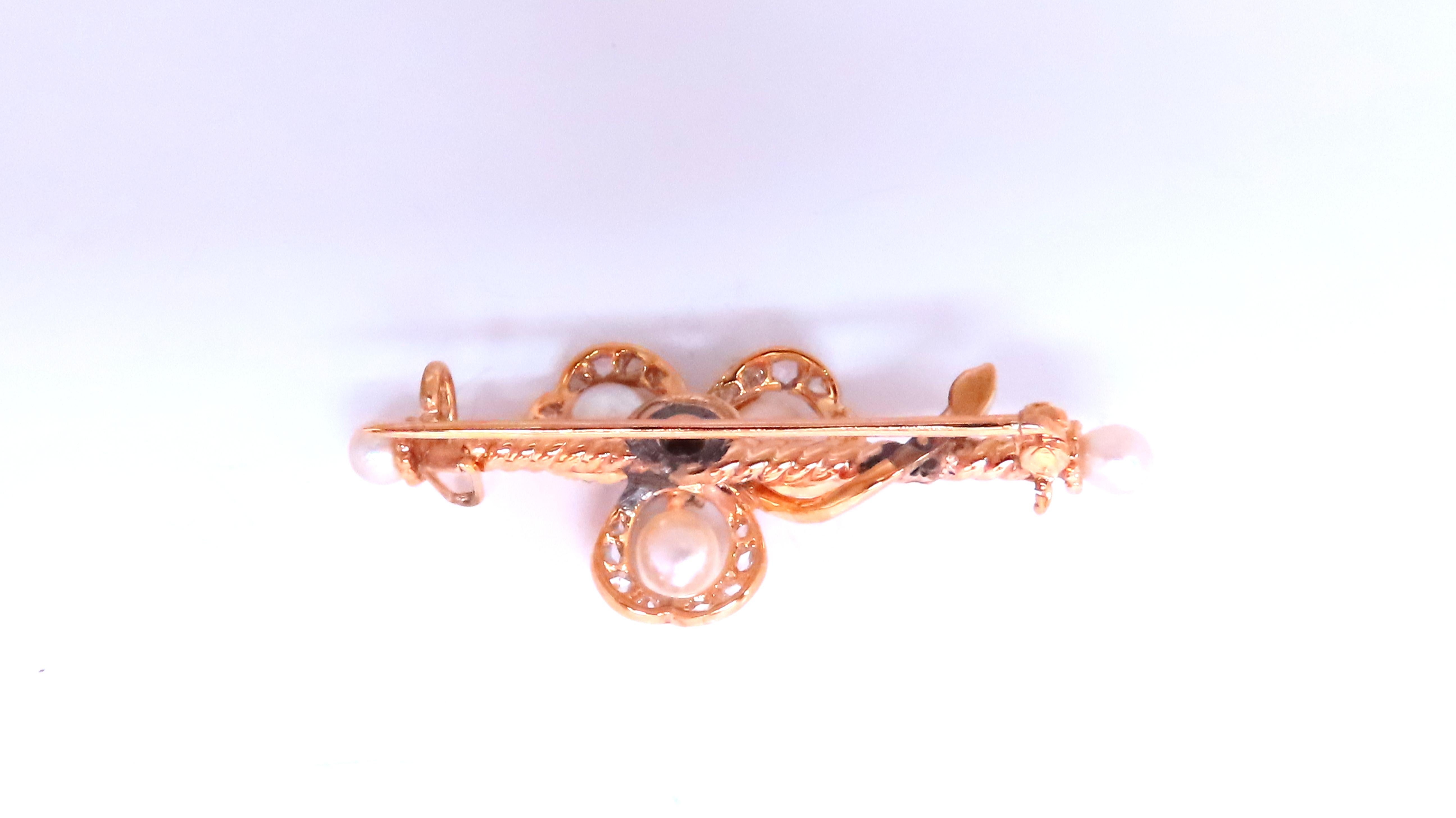 Jacobean Revival Barley Twist Brooch Pin 14kt clover 12538 1