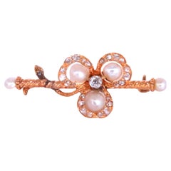 Jacobean Revival Barley Twist Brooch Pin 14kt clover 12538